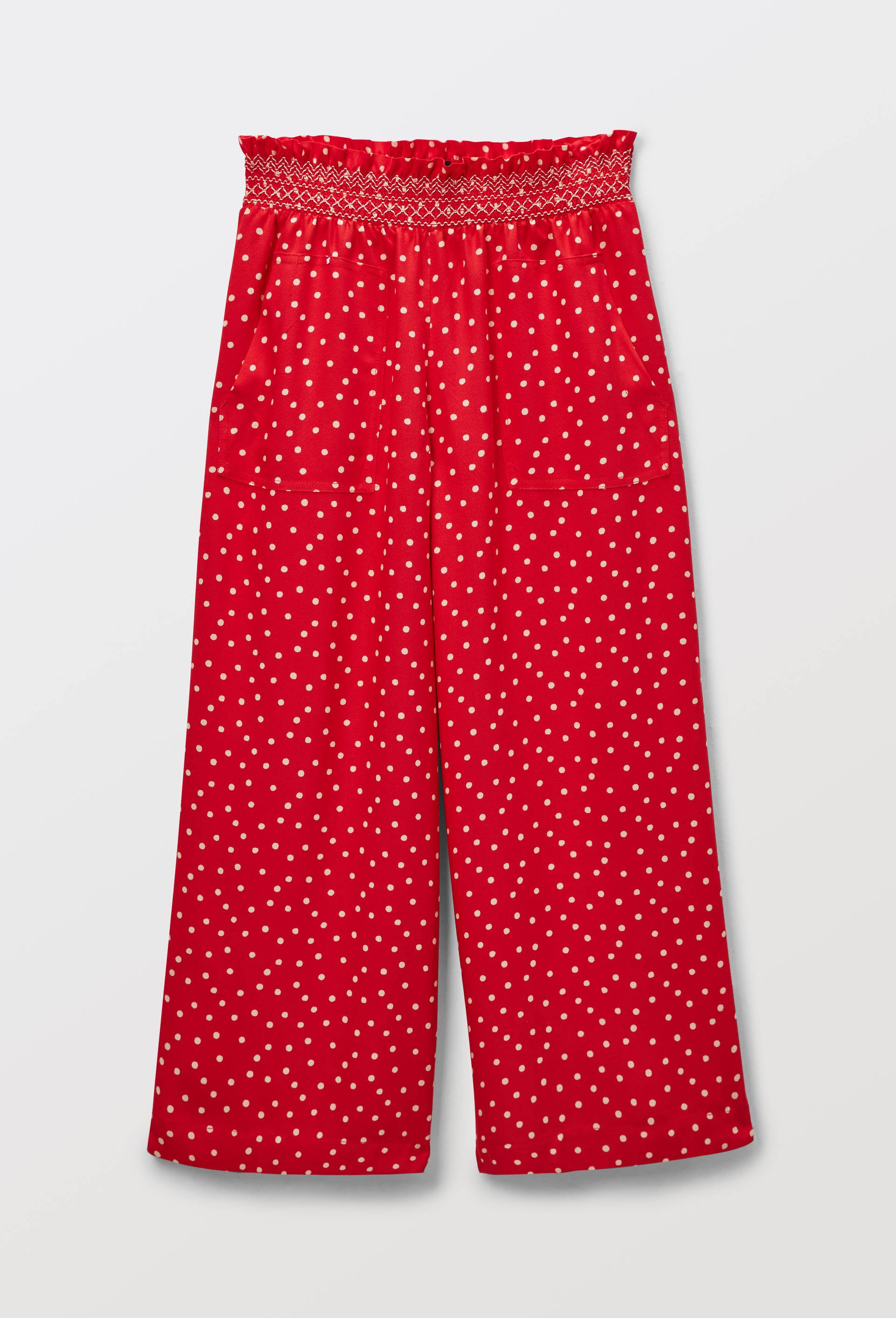 Pantalon fluide en viscose &agrave; taille &eacute;lastiqu&eacute;e, Rouge, large image number 1