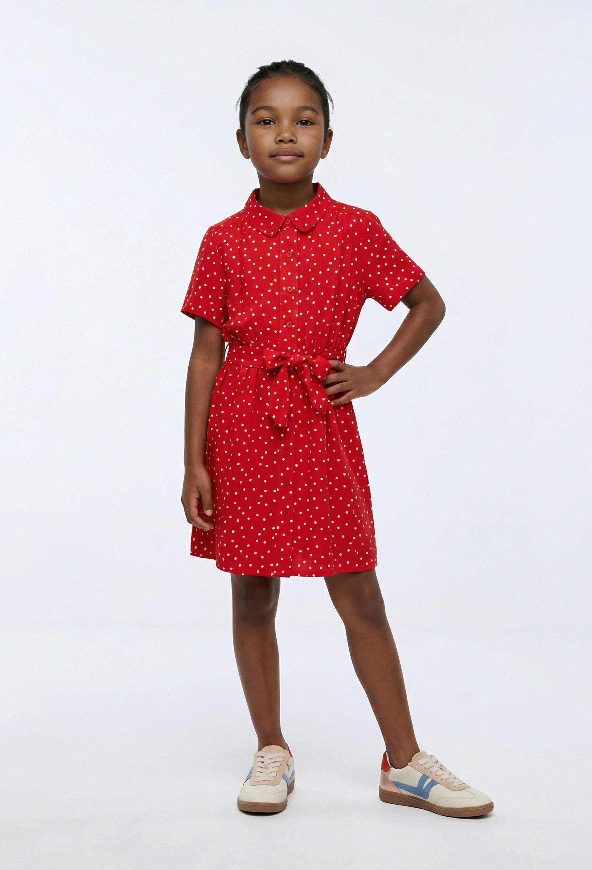 Robe manches courtes imprim&eacute;e en viscose, Rouge, large image number 0.0