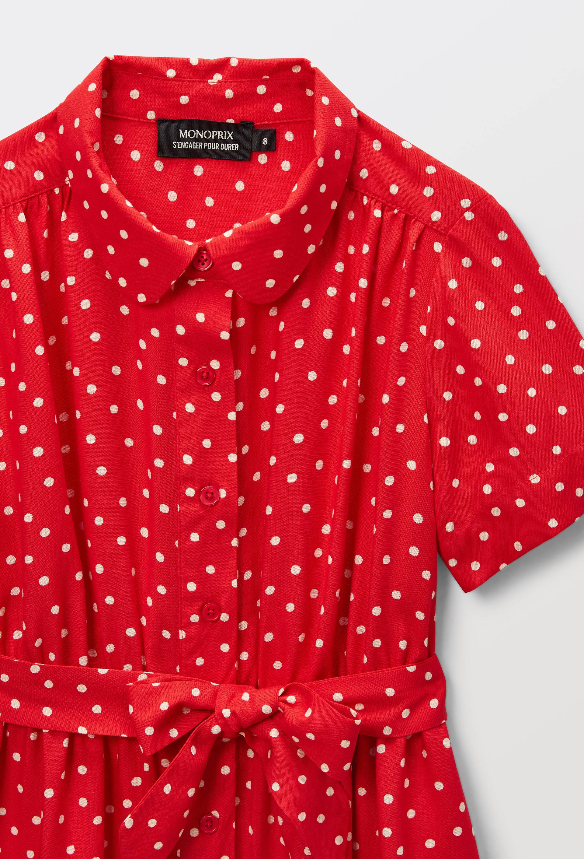 Robe manches courtes imprim&eacute;e en viscose, Rouge, large image number 3