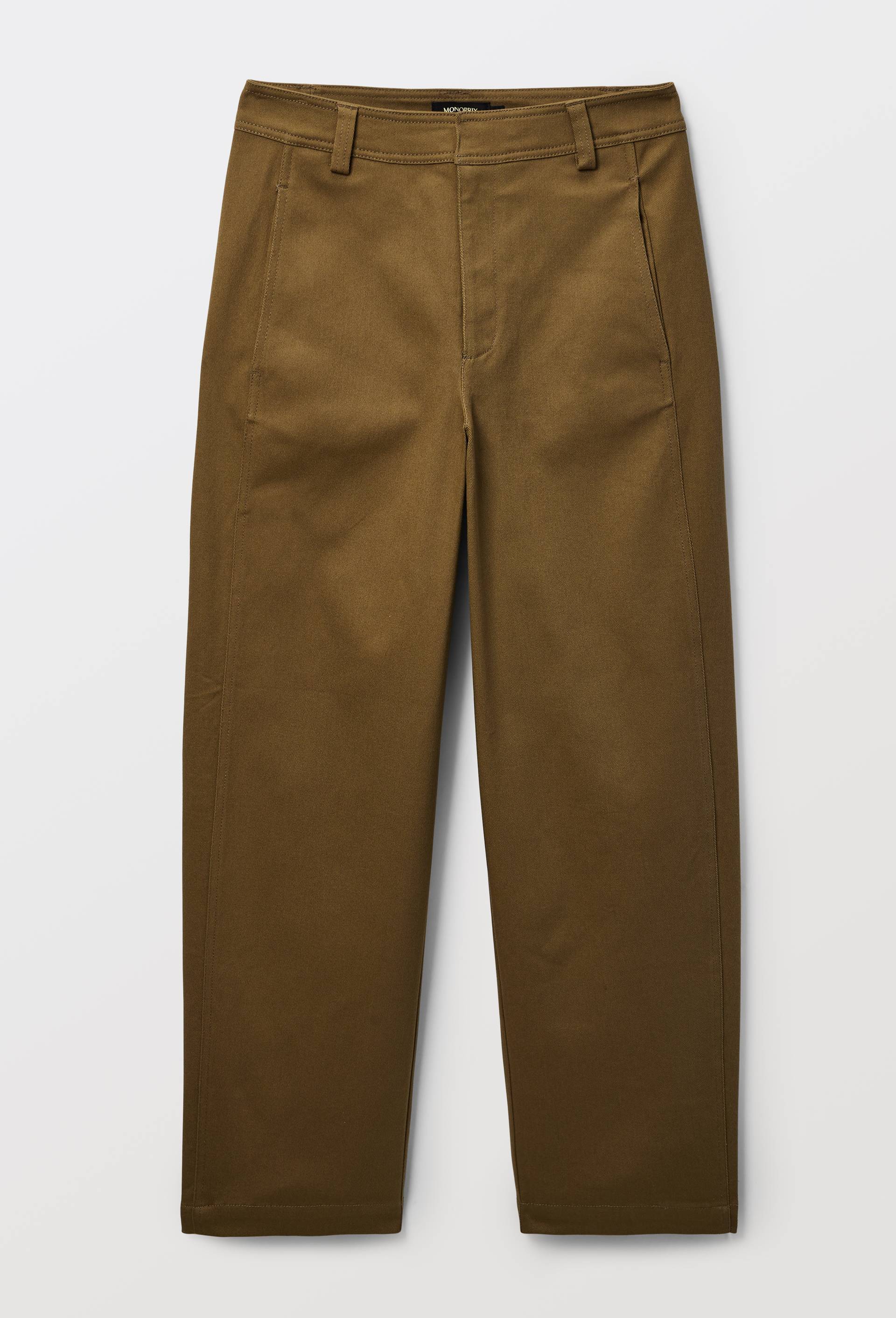 Pantalon barrel en coton avec poches c&ocirc;t&eacute;s, Vert fonc&eacute;, large image number 2