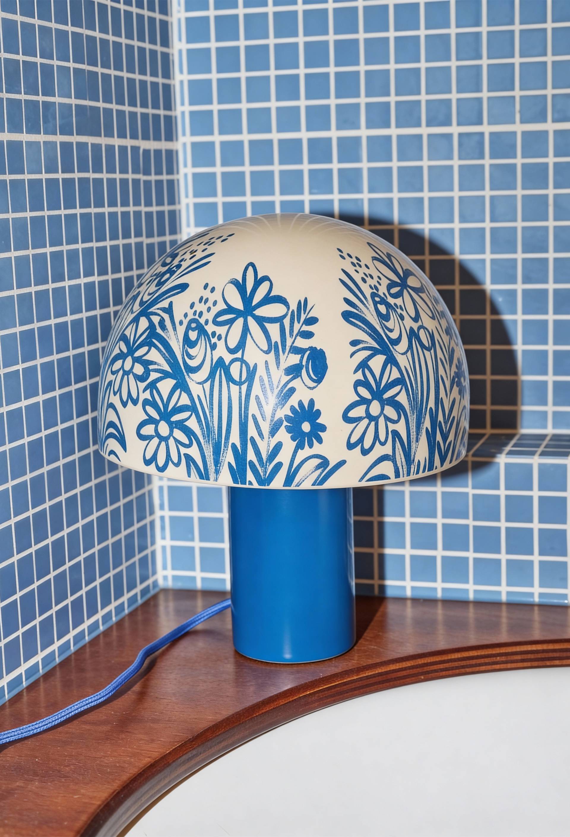 Lampe &agrave; poser, 26x33cm, en c&eacute;ramique - BD GRAFT x MONOPRIX, Bleu fonc&eacute;, large image number 0