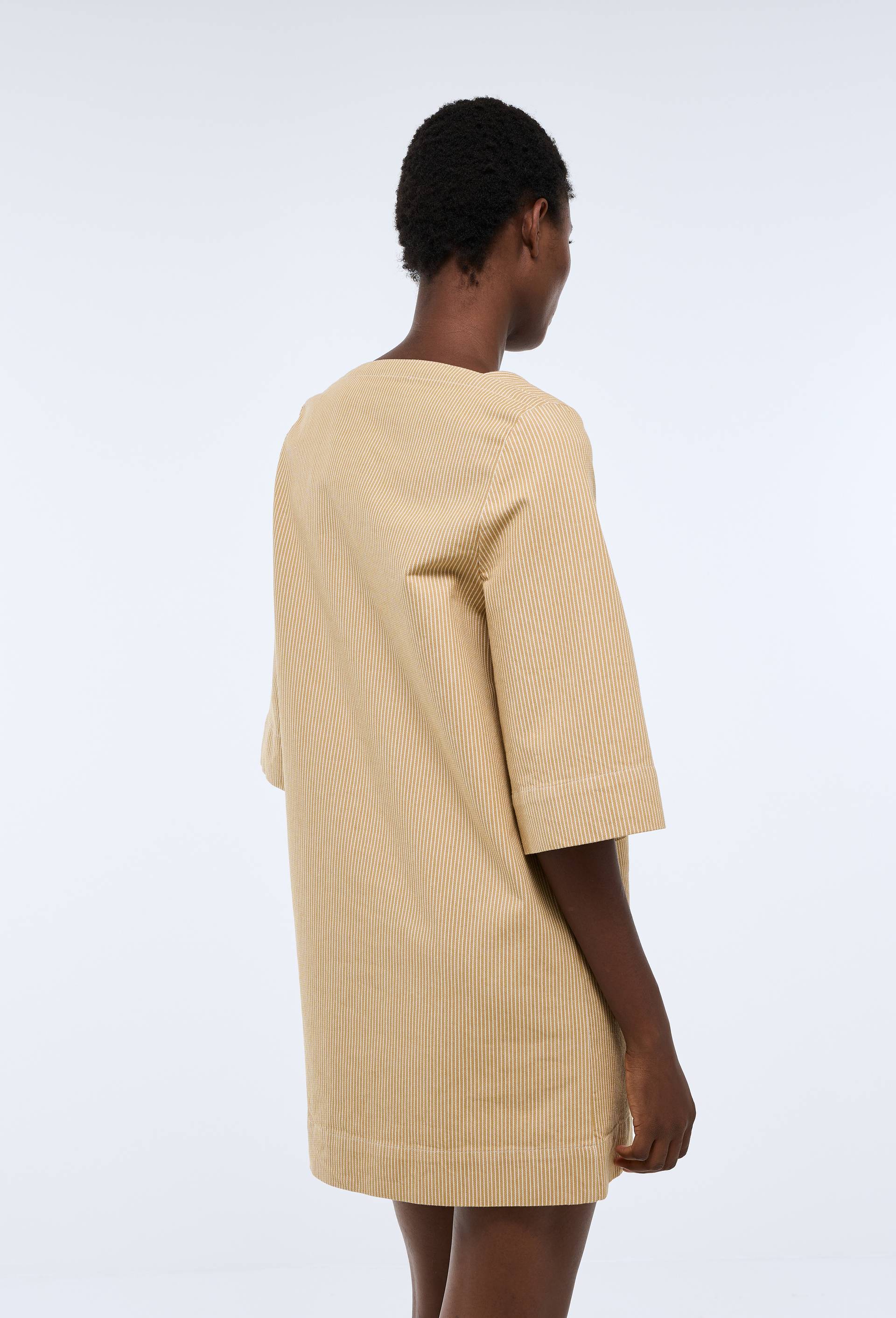 Robe courte ray&eacute;e en coton BIO GOTS, Beige, large image number 1