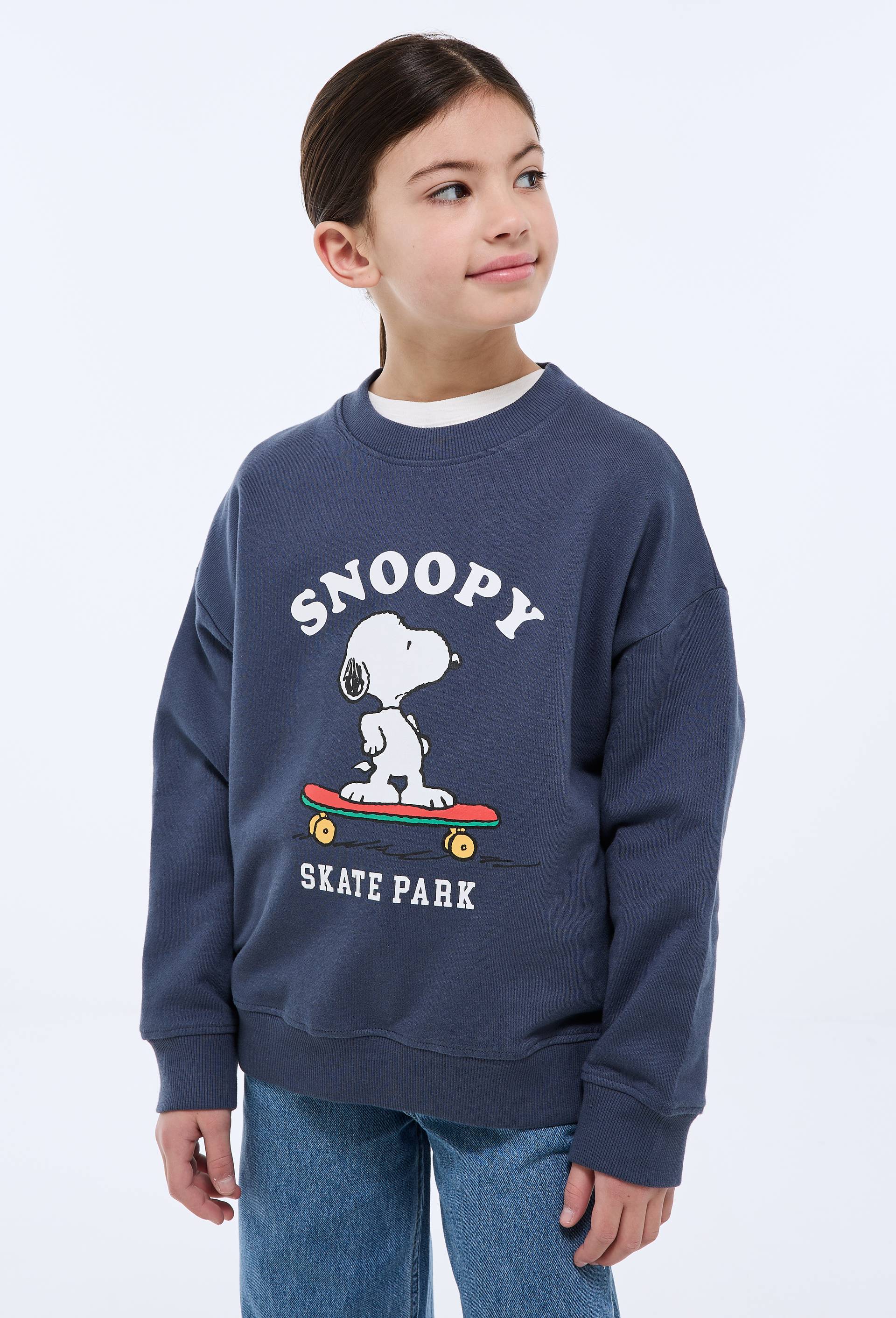 Sweatshirt imprim&eacute; SNOOPY en coton BIO GOTS, Bleu fonc&eacute;, large image number 1