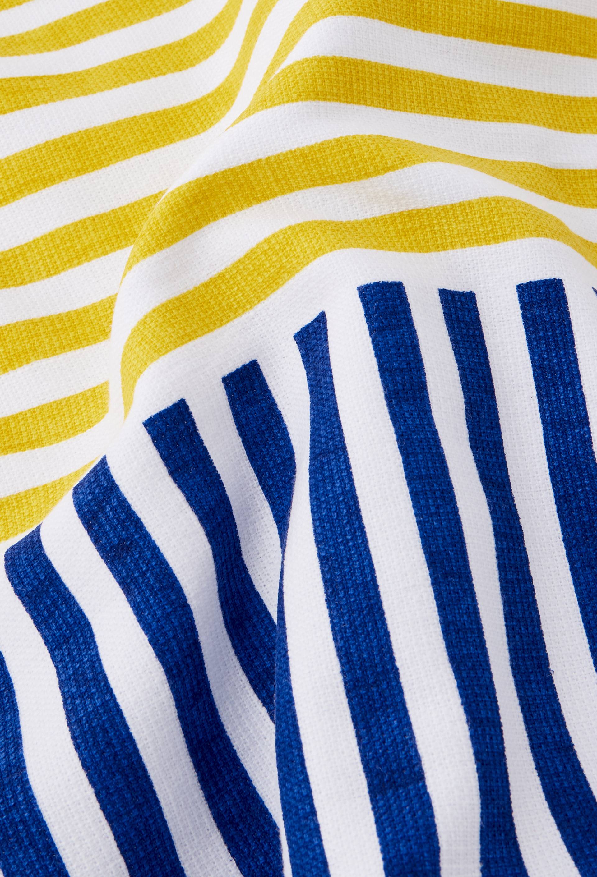 Fouta ray&eacute; enfant, 70x140cm, 100% coton bio, Bleu, large image number 1