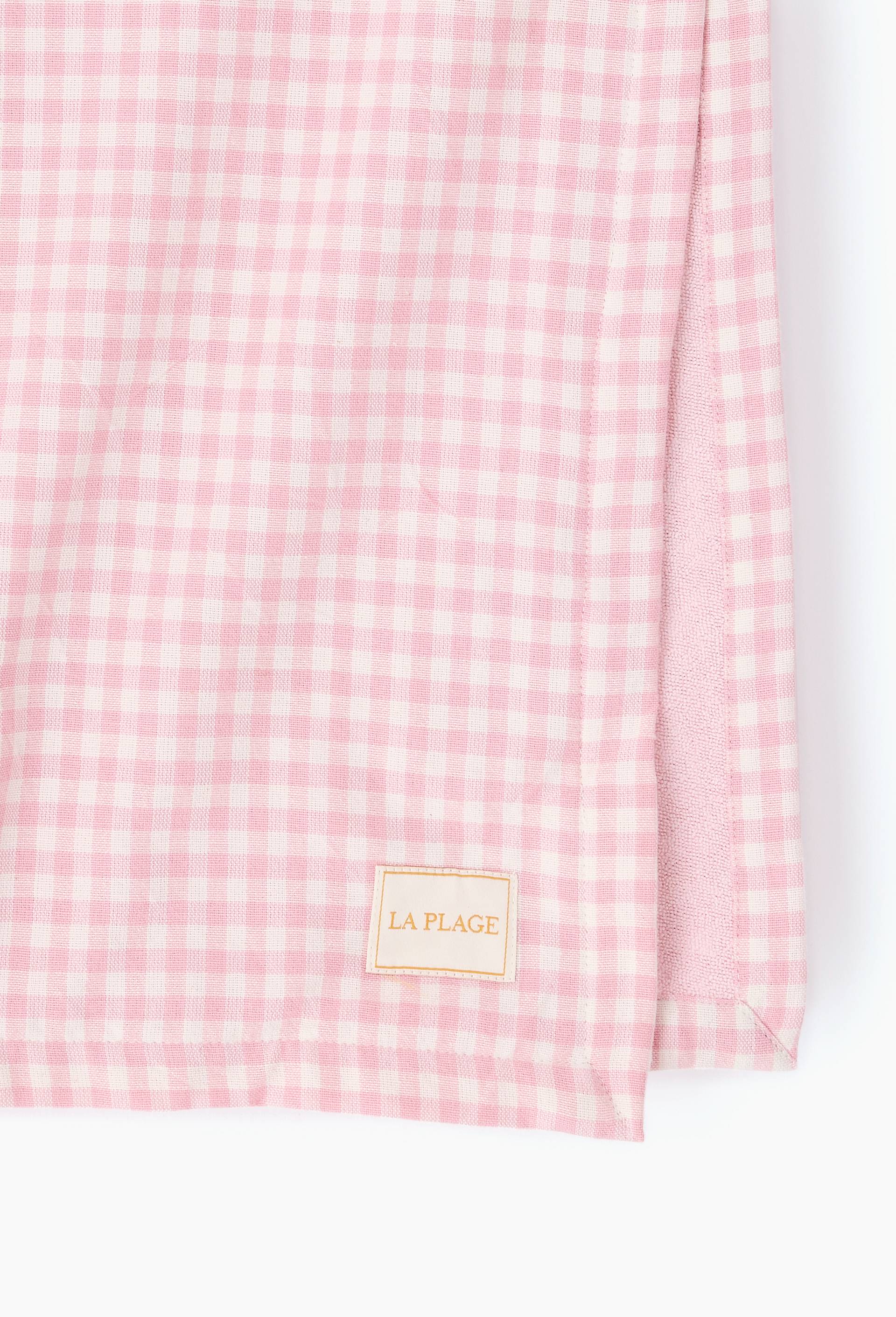 Fouta doubl&eacute;e imprim&eacute;, 100x180cm. Ext&eacute;rieur en coton issu de l'agriculture biologique, Rose, large image number 1
