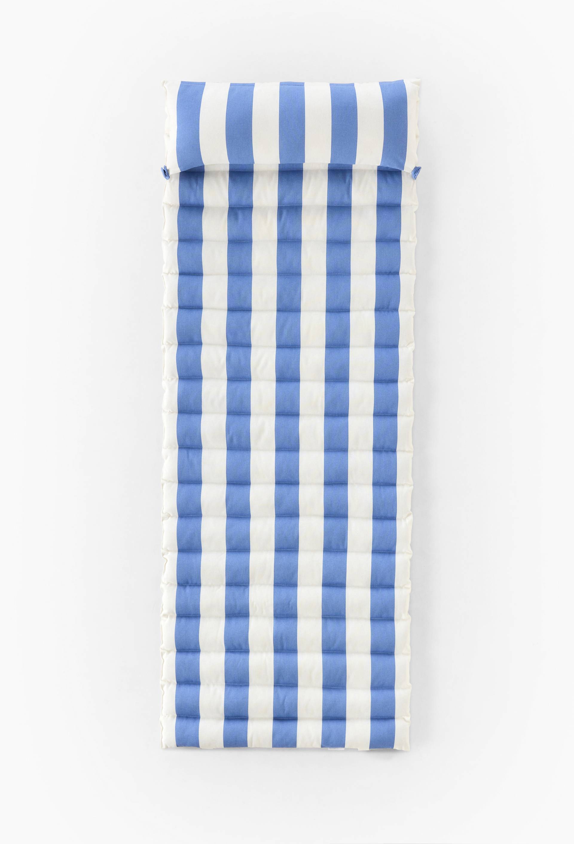 Matelas &agrave; rouler avec coussin imprim&eacute; rayures, 60x180cm, 100% coton, Bleu, large image number 1