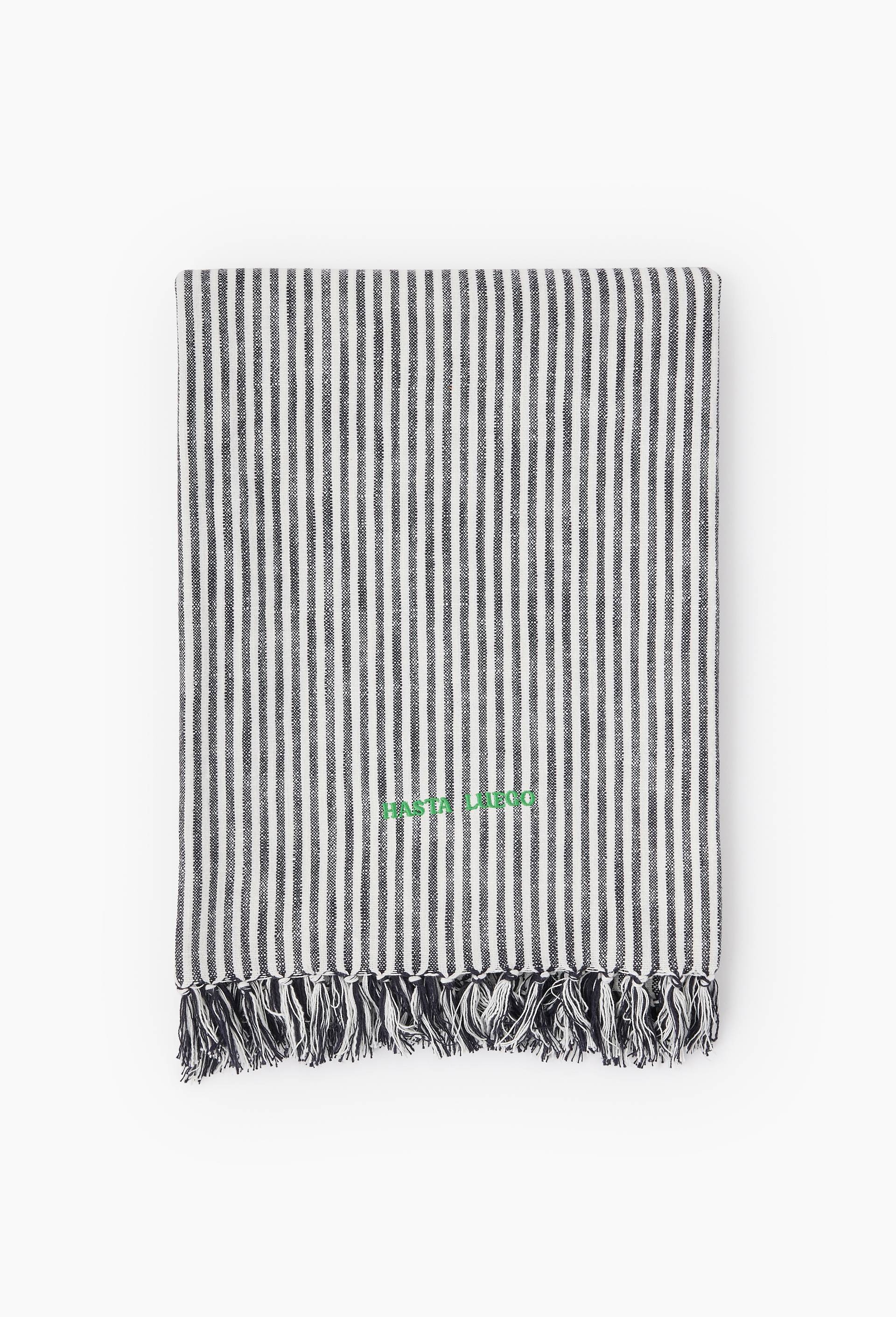 Fouta brod&eacute;e, 100x180cm, 100% coton BIO, Noir, large image number 0