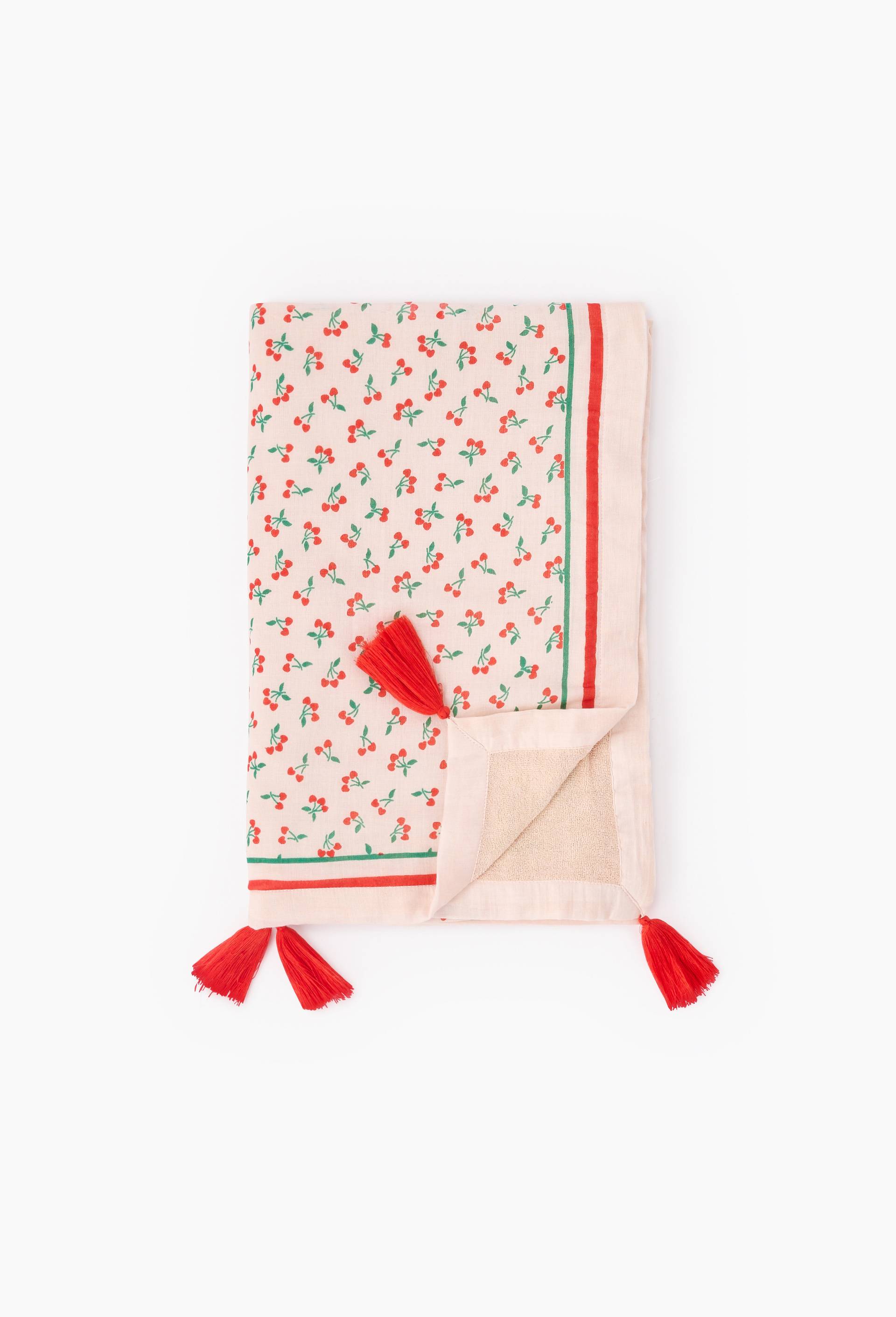Fouta enfant imprim&eacute; , 70x140cm, Ext&eacute;rieur en coton issu de l'agriculture biologique , doublure &eacute;ponge polyester, Rose clair, large image number 0