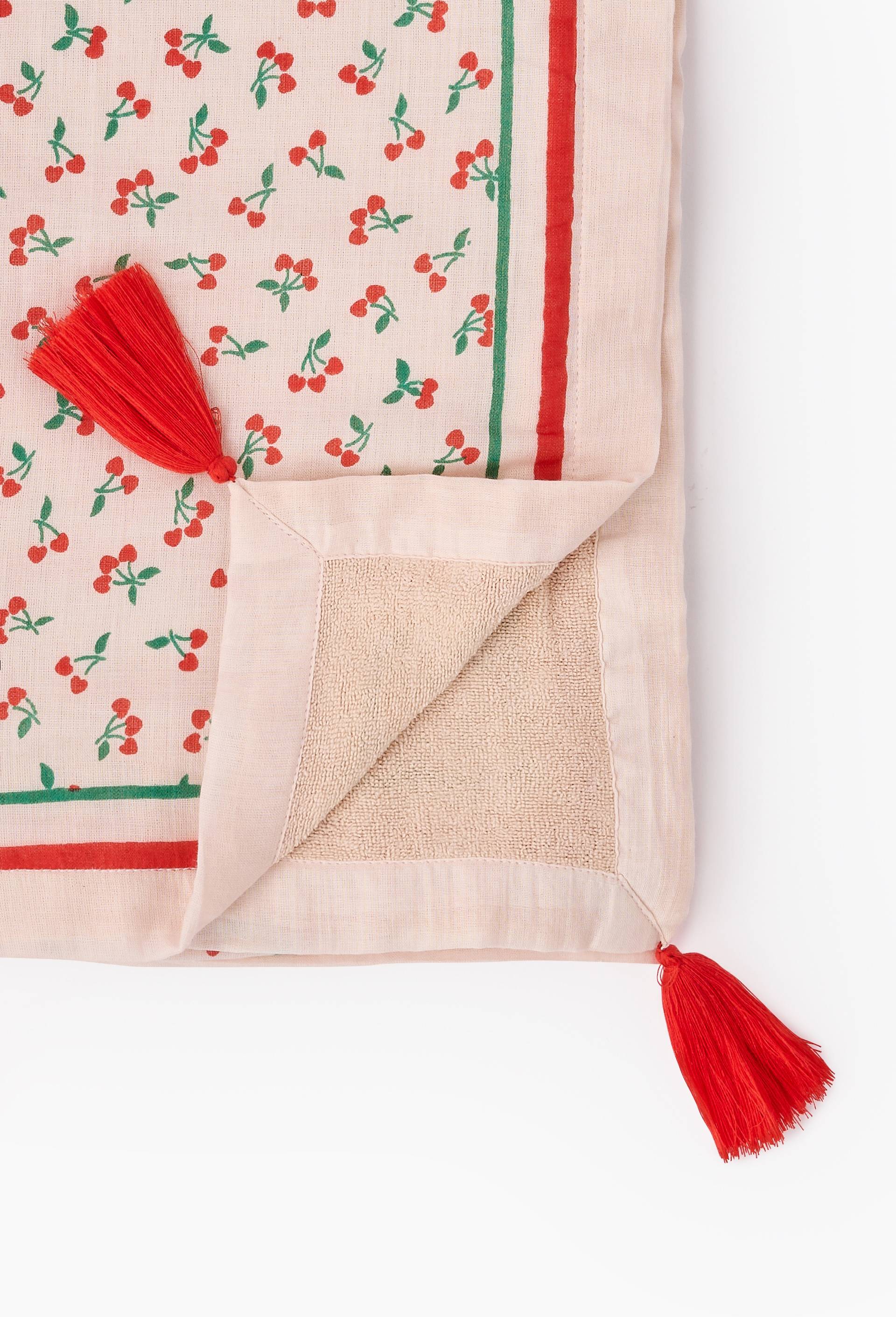 Fouta enfant imprim&eacute; , 70x140cm, Ext&eacute;rieur en coton issu de l'agriculture biologique , doublure &eacute;ponge polyester, Rose clair, large image number 1.0