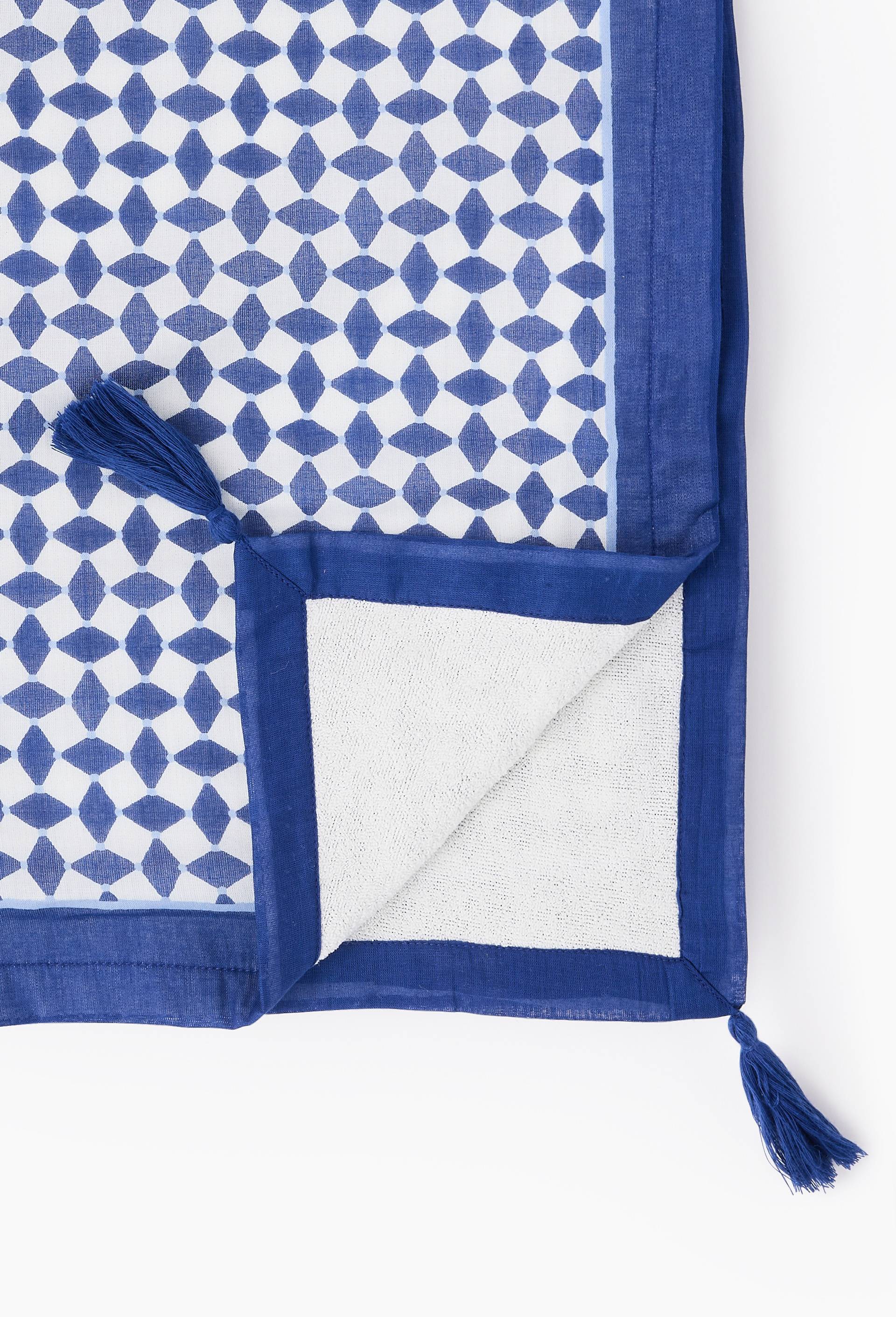 Fouta doubl&eacute;e imprim&eacute;, 100x180cm. Ext&eacute;rieur en coton issu de l'agriculture biologique, doublure en &eacute;ponge, Brun, large image number 1