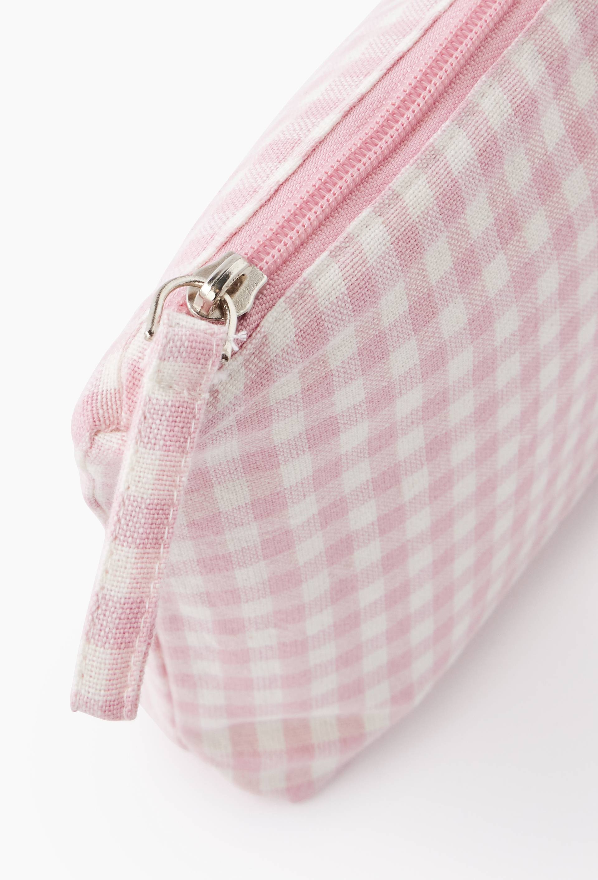 Trousse de toilette int&eacute;rieur d&eacute;perlant, 16x27cm, en coton, Rose, large image number 1