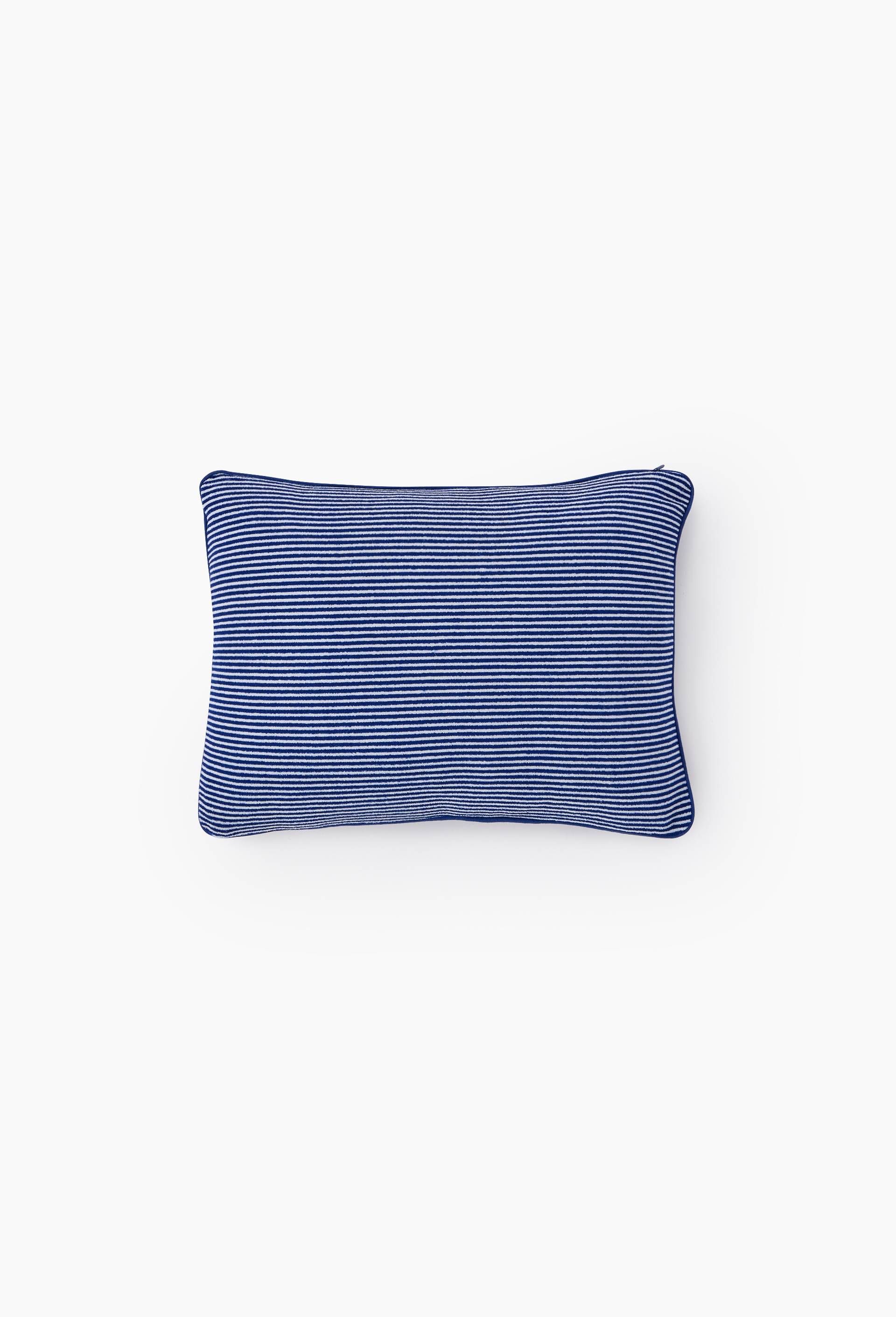 Coussin repose t&ecirc;te &eacute;ponge ray&eacute;, dos uni, 25x35cm, en coton, Bleu, large image number 0