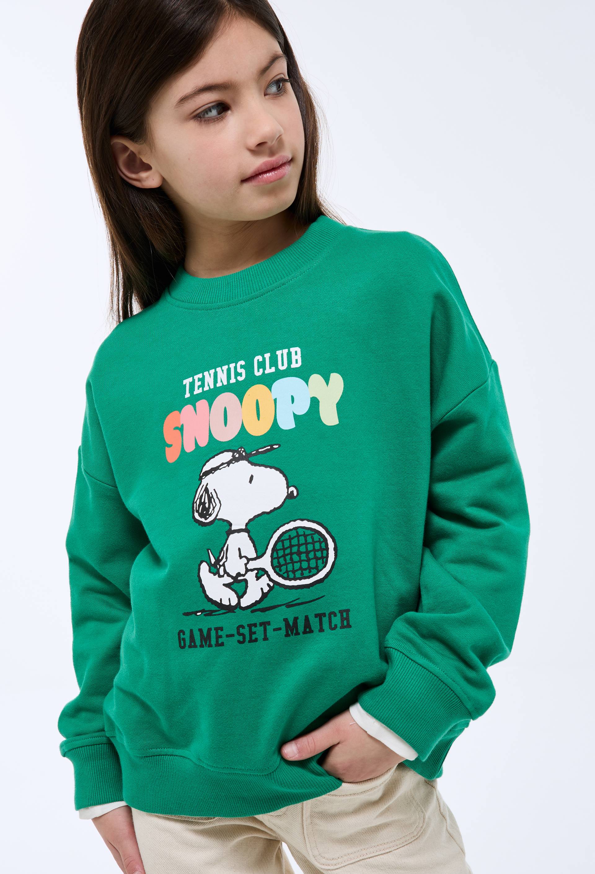 Sweat shirt en coton imprim&eacute; Snoopy, Vert, large image number 0