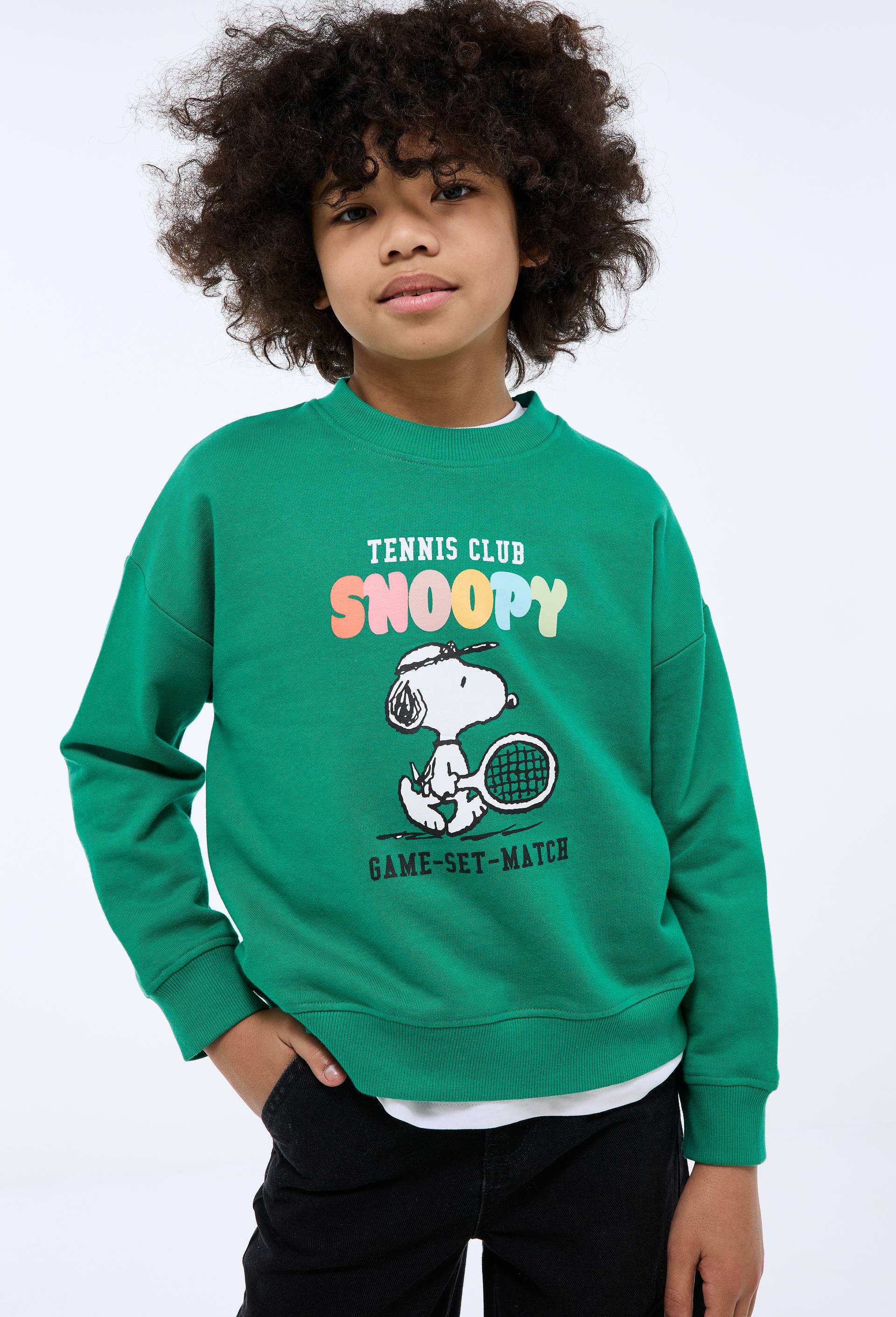 Sweat shirt en coton imprim&eacute; Snoopy, Vert, large image number 1.0