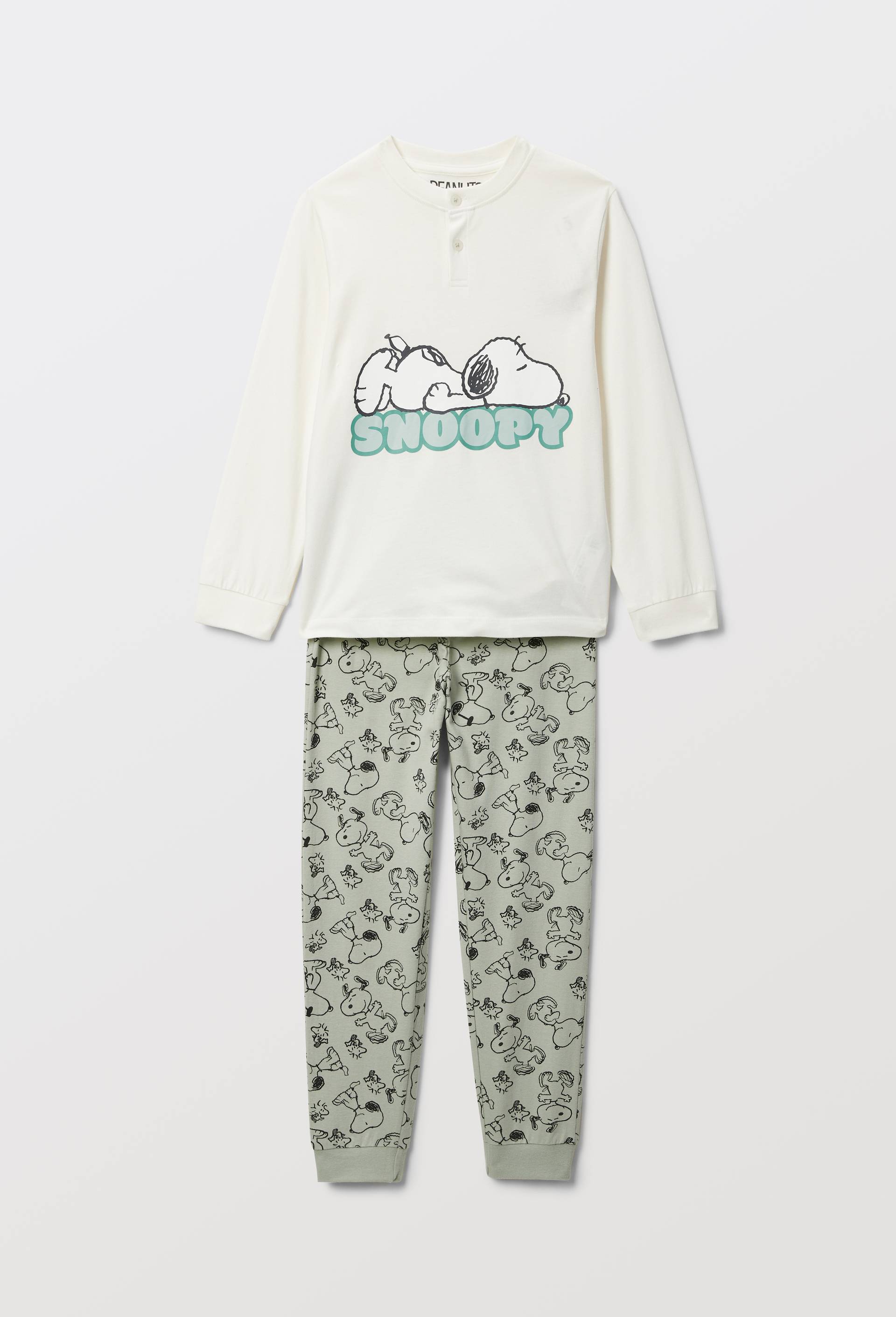 Pyjama manches longues SNOOPY en coton BIO GOTS, Vert clair, large image number 1