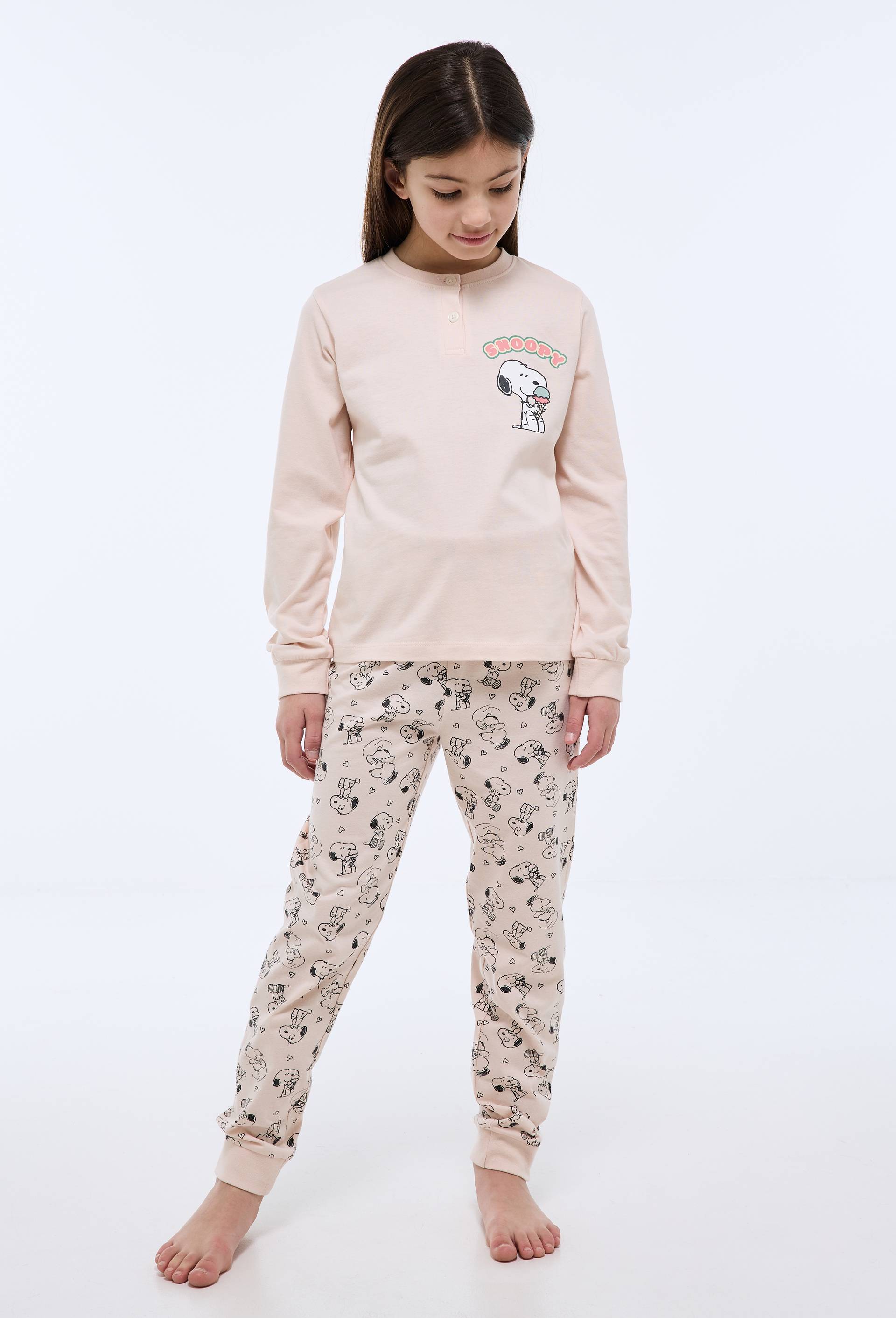 Pyjama manches longues SNOOPY en coton BIO GOTS, Beige clair, large image number 0