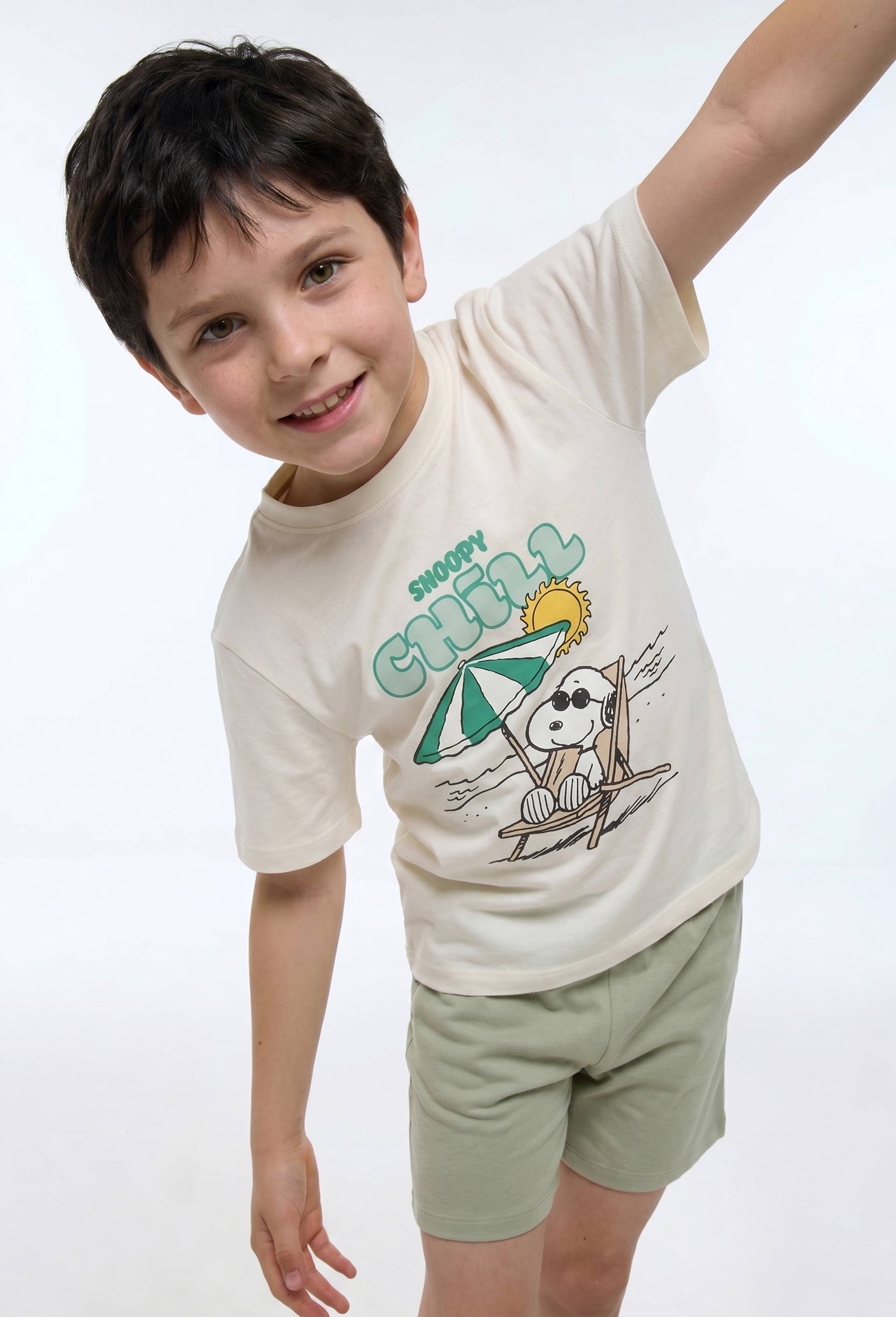 Pyjama short SNOOPY en coton BIO GOTS, Vert clair, large image number 0