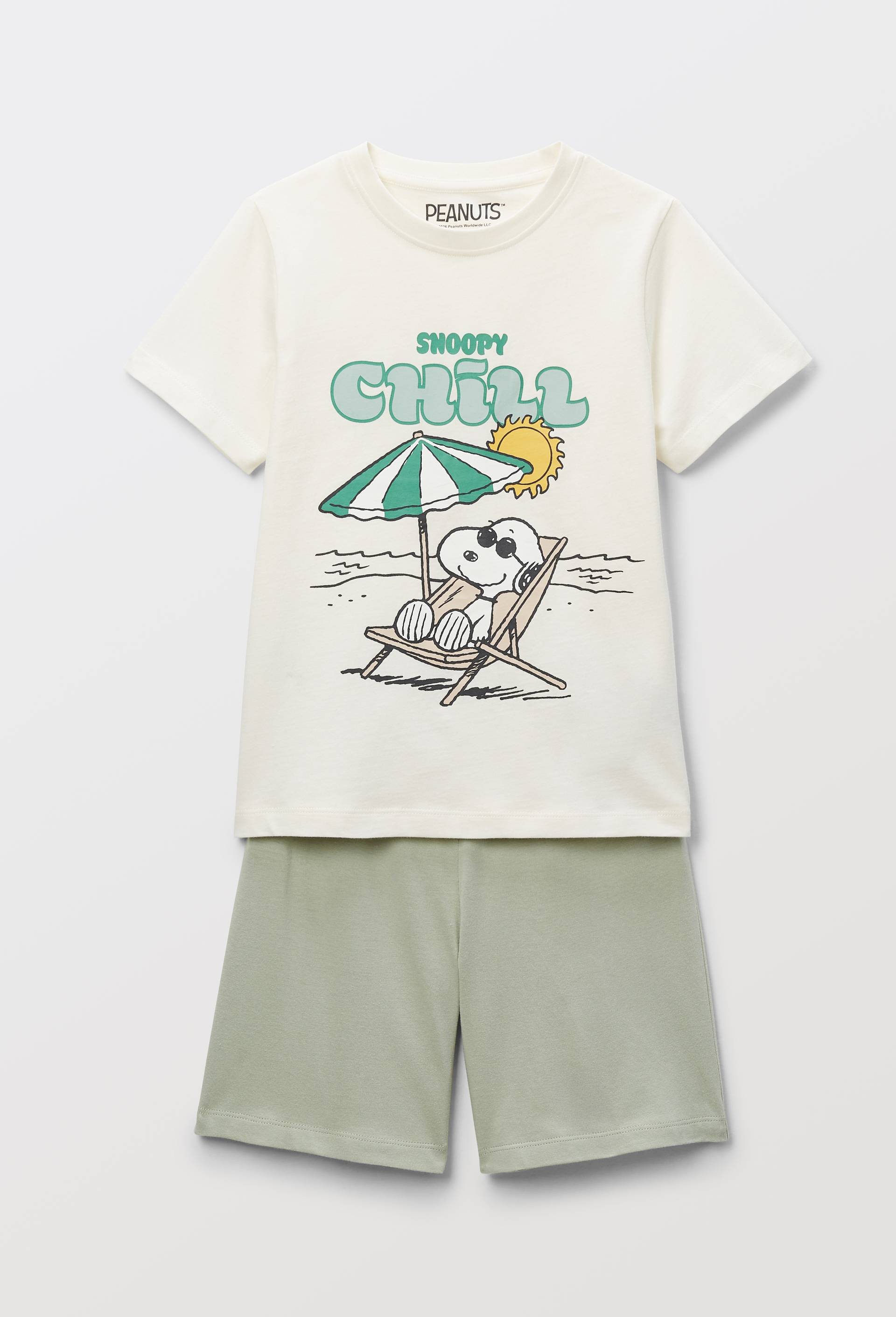 Pyjama short SNOOPY en coton BIO GOTS, Vert clair, large image number 1