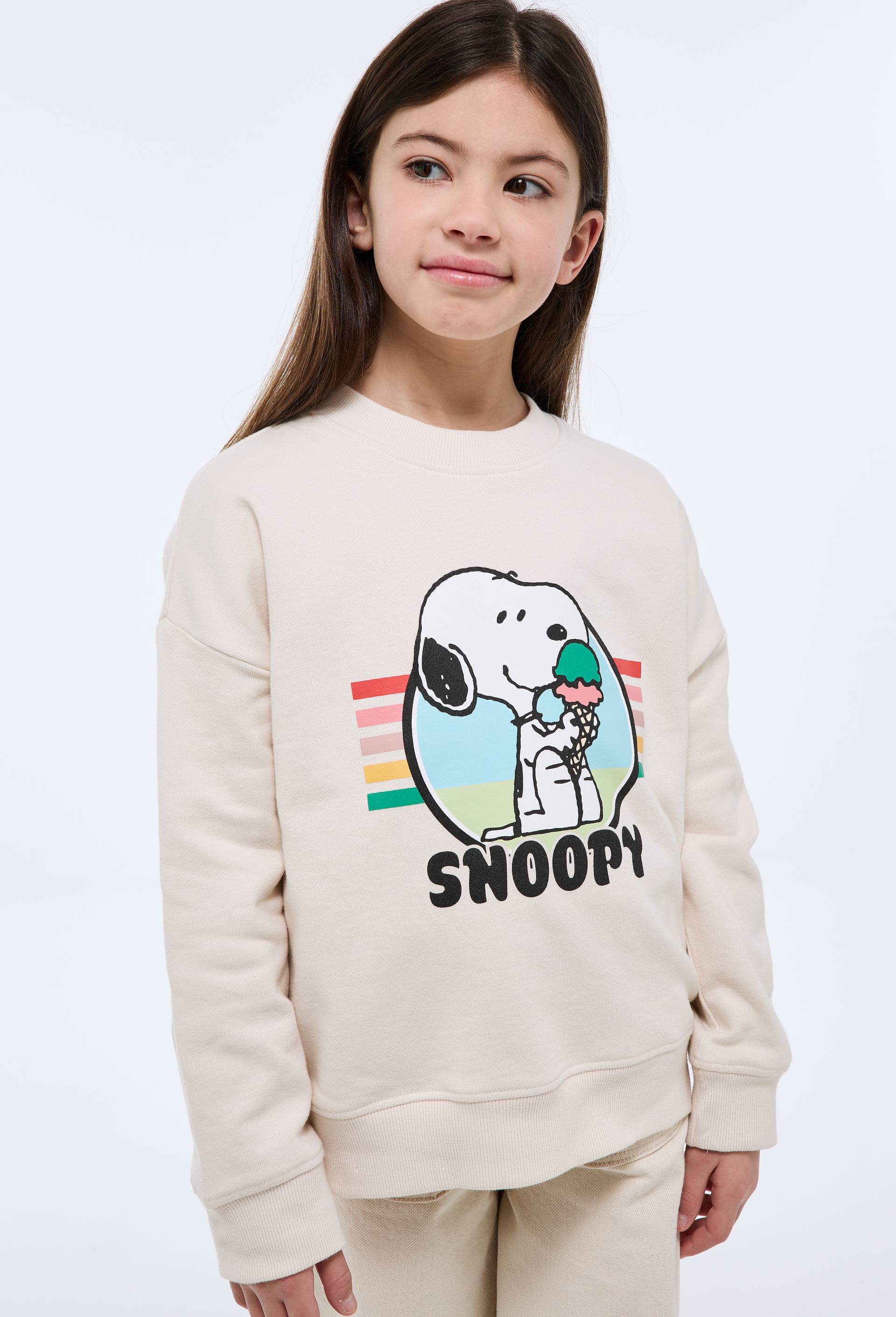 Sweatshirt imprim&eacute; SNOOPY en coton BIO GOTS, Ecru, large image number 0