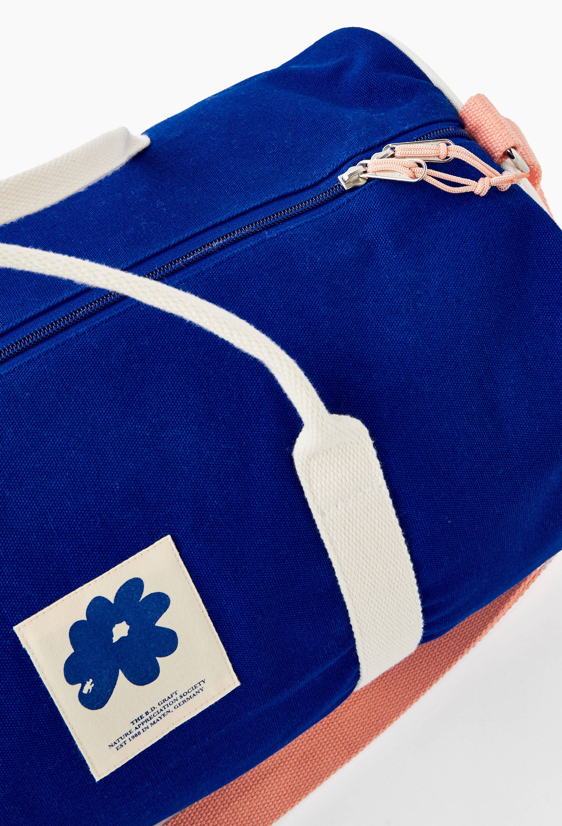 Sac weekend, 30x50x25cm, en coton BIO GOTS - BD GRAFT x MONOPRIX, Bleu fonc&eacute;, large image number 1.0