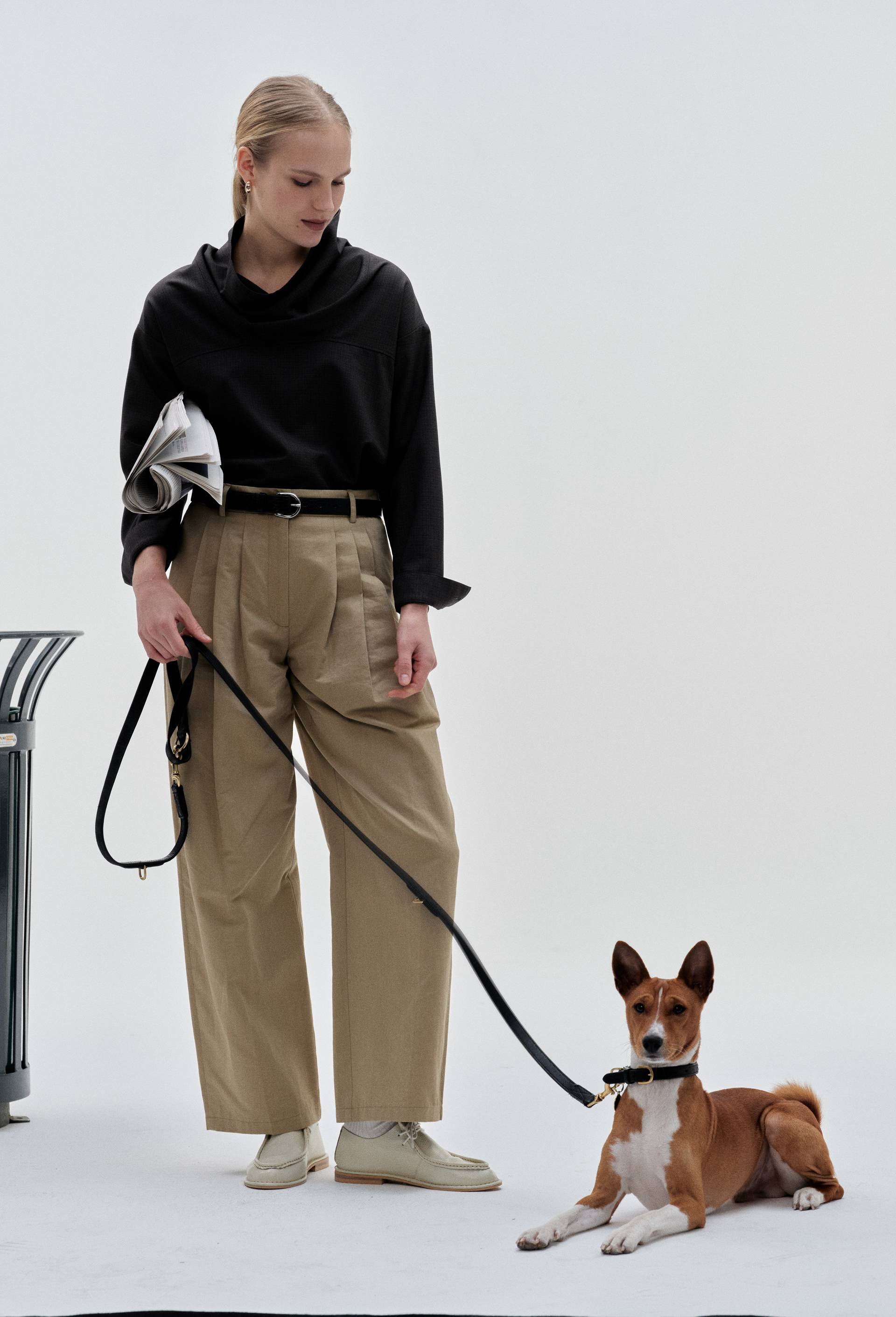 Pantalon fluide en coton et lin, Brun clair, large image number 0.0
