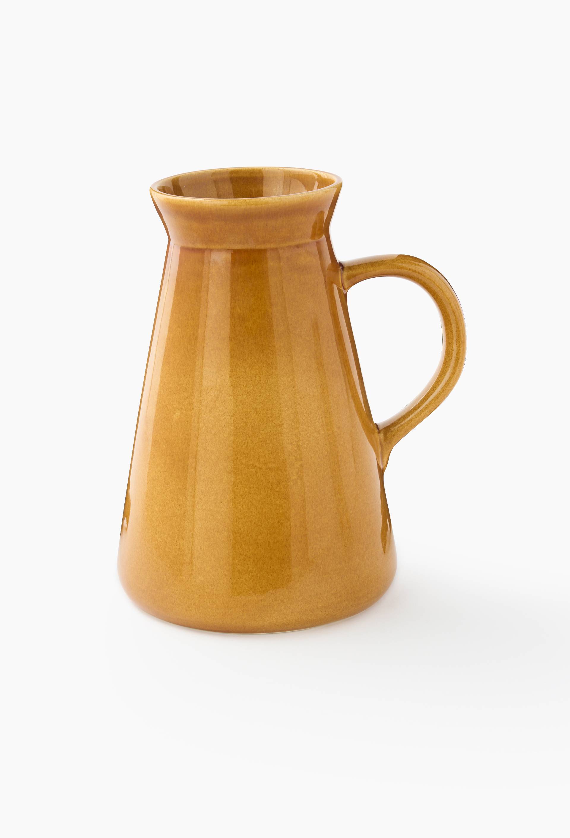 Vase pichet anse, 22xH27x18cm, en c&eacute;ramique, Brun clair, large image number 1.0