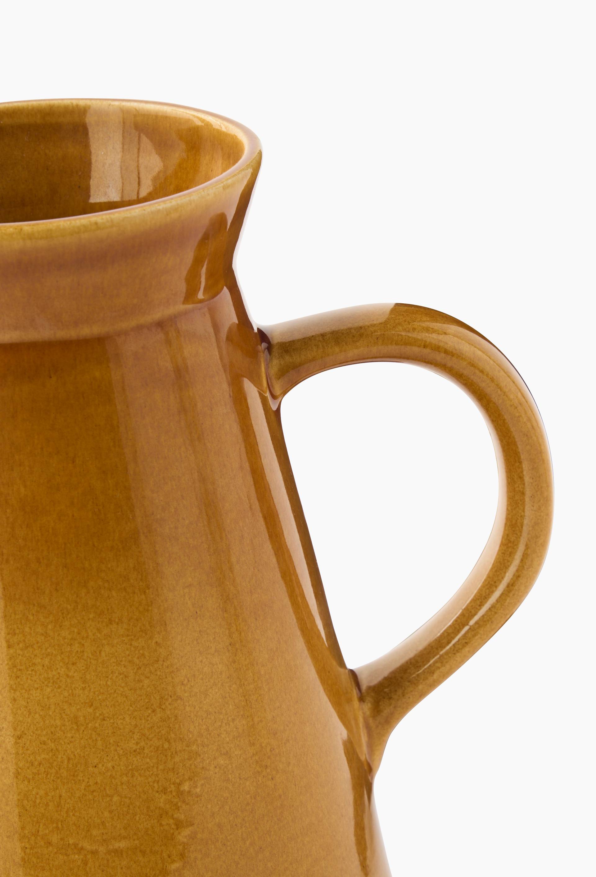 Vase pichet anse, 22xH27x18cm, en c&eacute;ramique, Brun clair, large image number 2.0