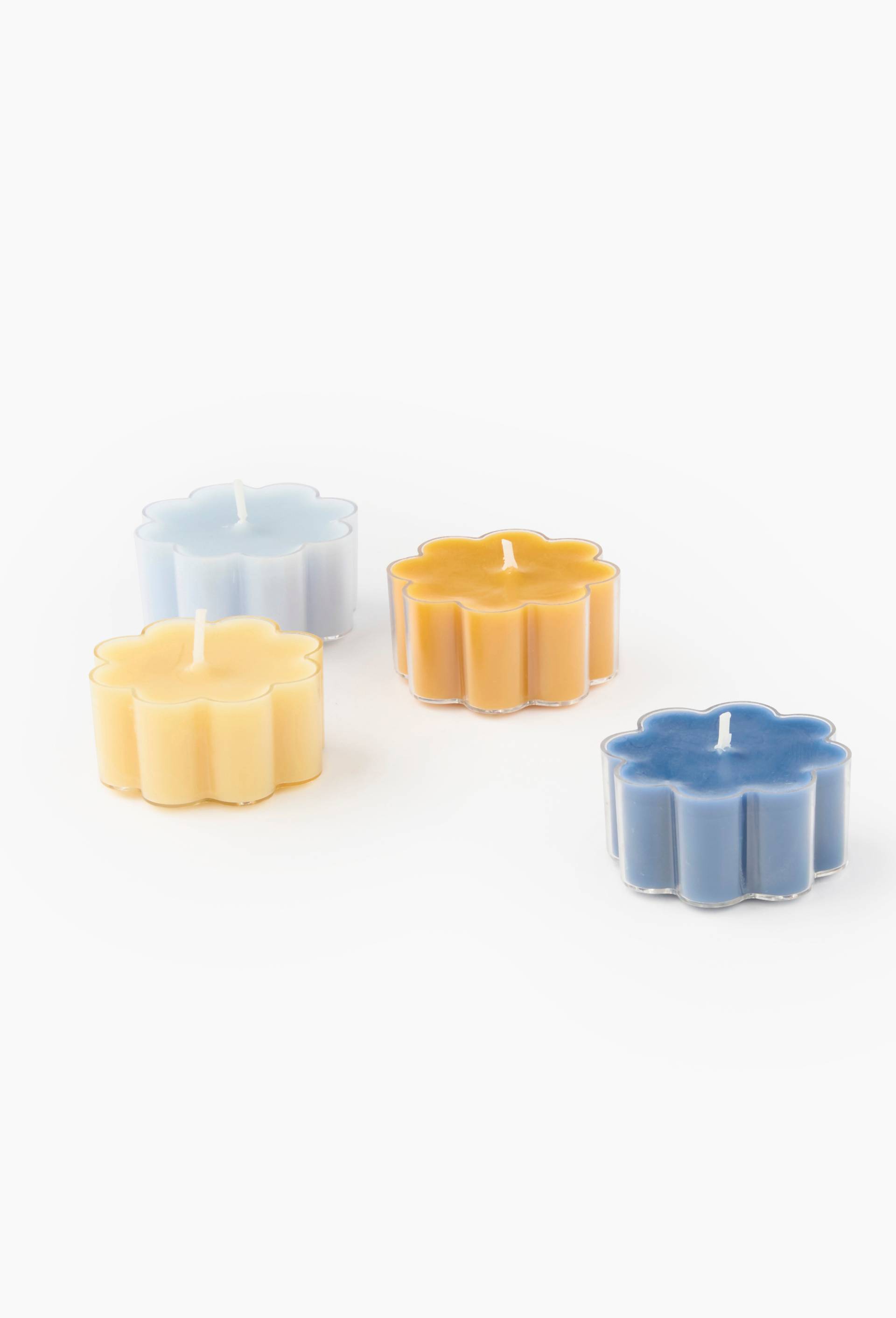 Set 4 bougies fleurs,   4,9x2,5cm, en cire, Bleu, large image number 0.0