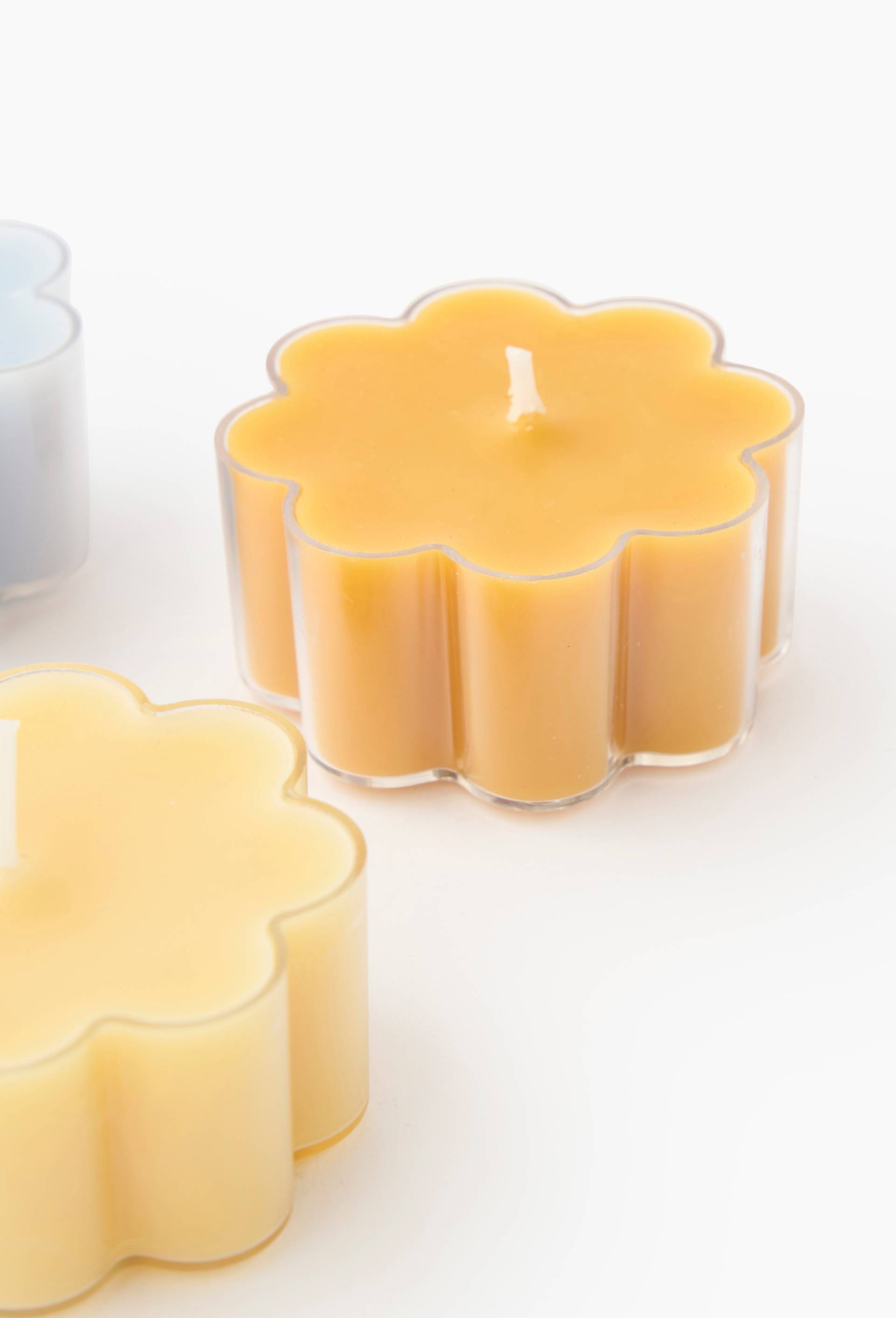 Set 4 bougies fleurs,   4,9x2,5cm, en cire, Bleu, large image number 1.0