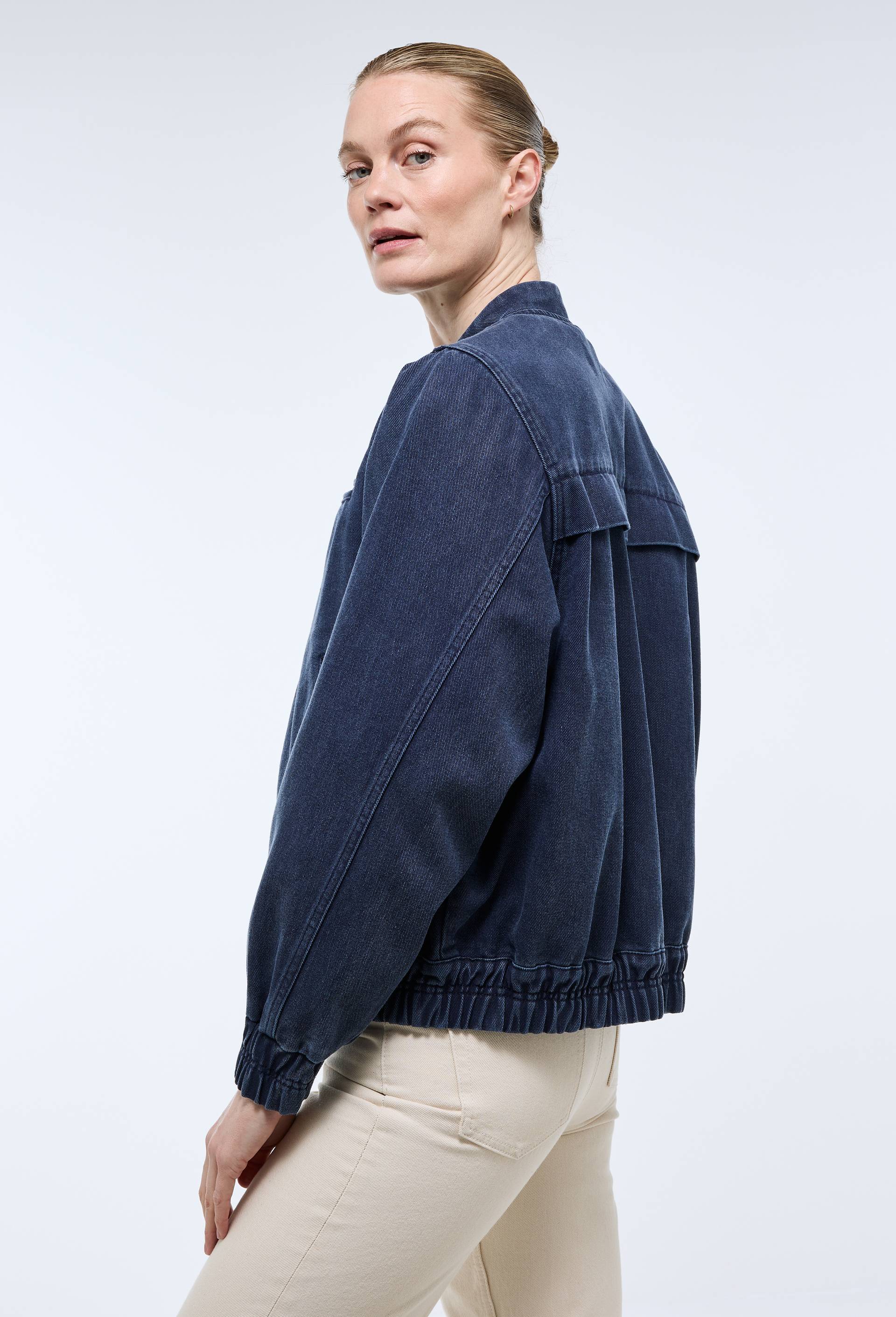 Veste bomber en lyocell et coton - ATELIER DENIM, Bleu fonc&eacute;, large image number 1.0