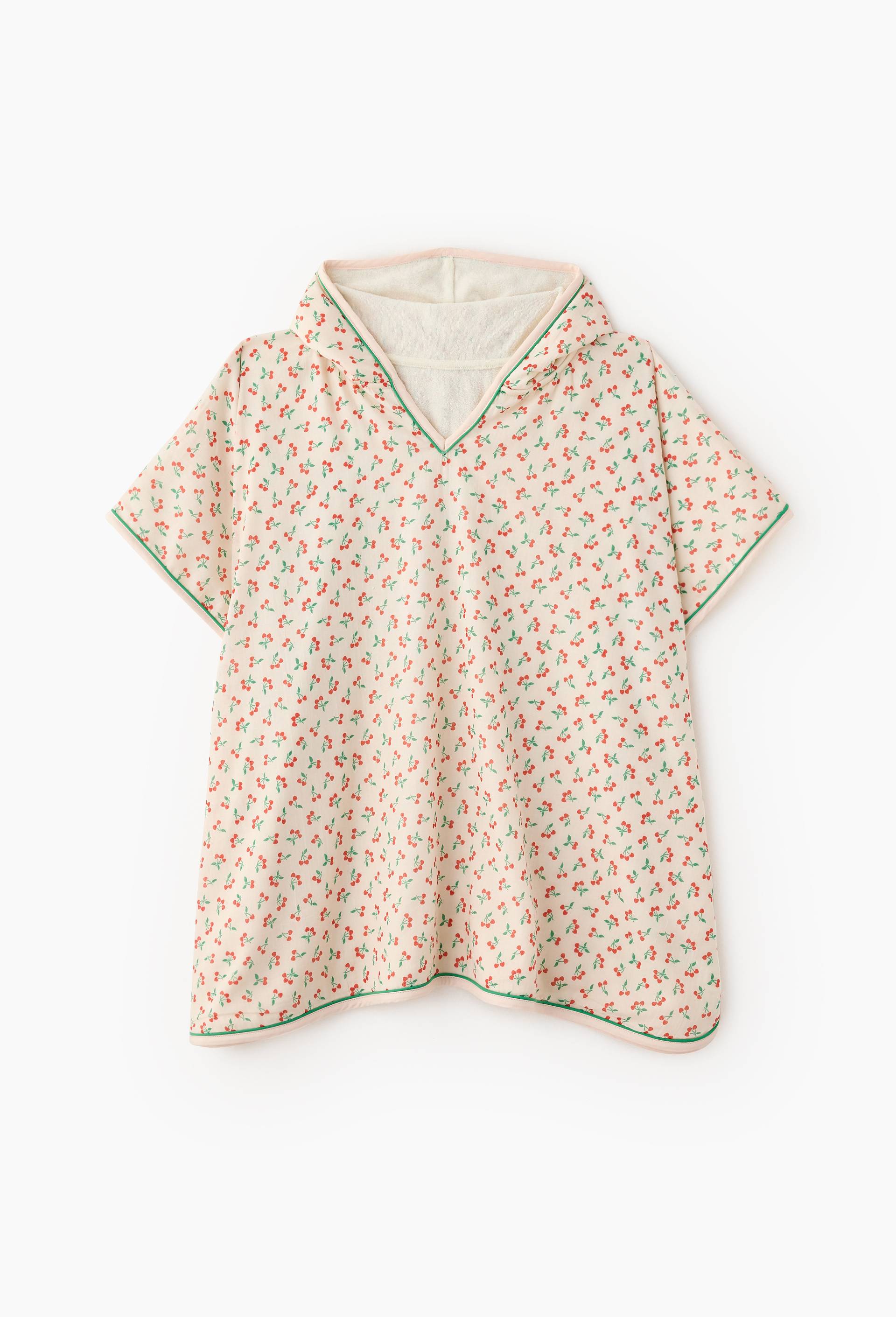 Poncho pour enfant avec capuche &agrave; imprim&eacute;, Ext&eacute;rieur en coton issu de l'agriculture biologique, doublure en &eacute;ponge, Rose clair, large image number 0.0