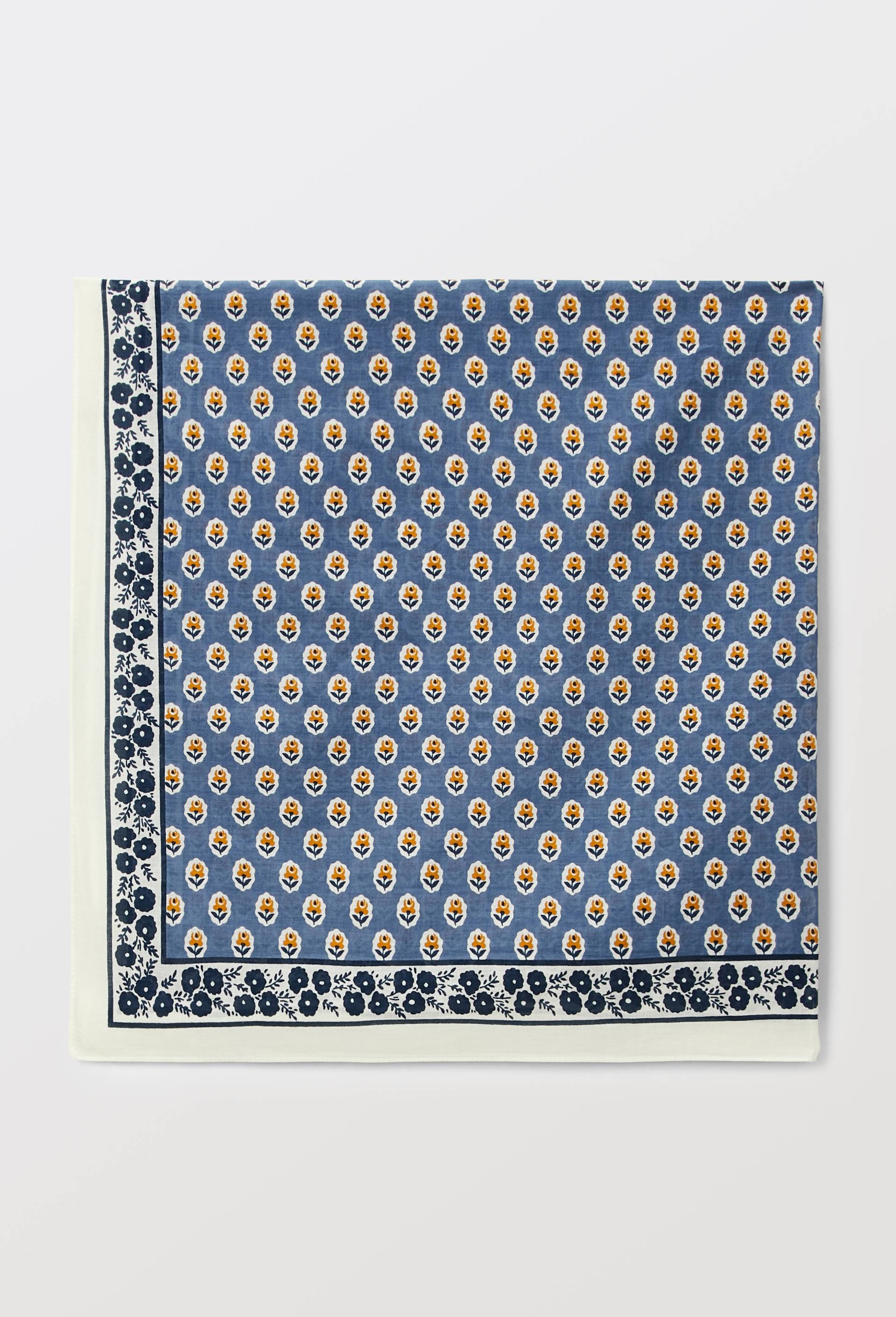 Foulard imprim&eacute; en coton BIO GOTS, Bleu fonc&eacute;, large image number 1