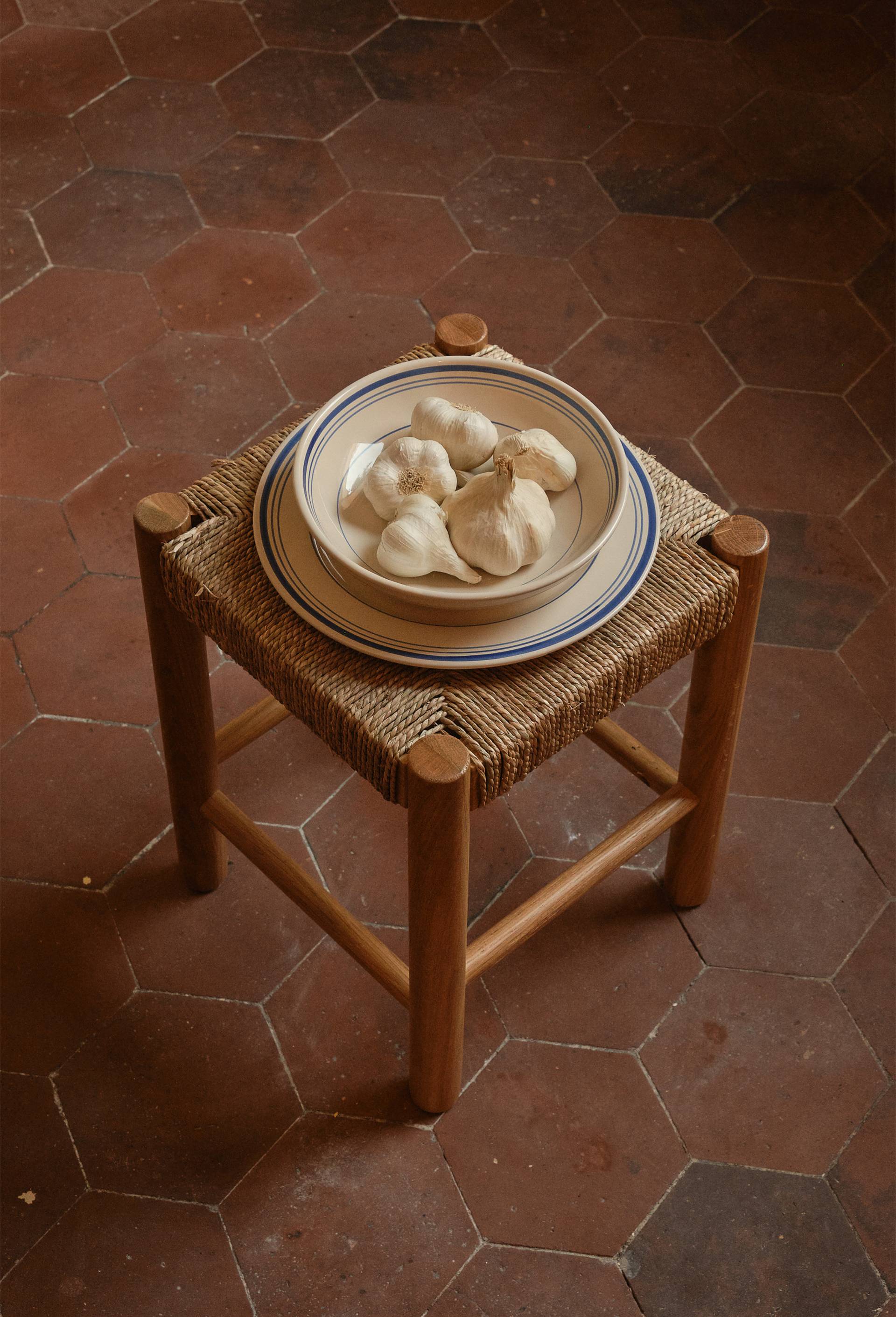 Tabouret, 29x29xH40cm, en bois de ch&ecirc;ne et jonc de mer, Beige clair, large image number 0