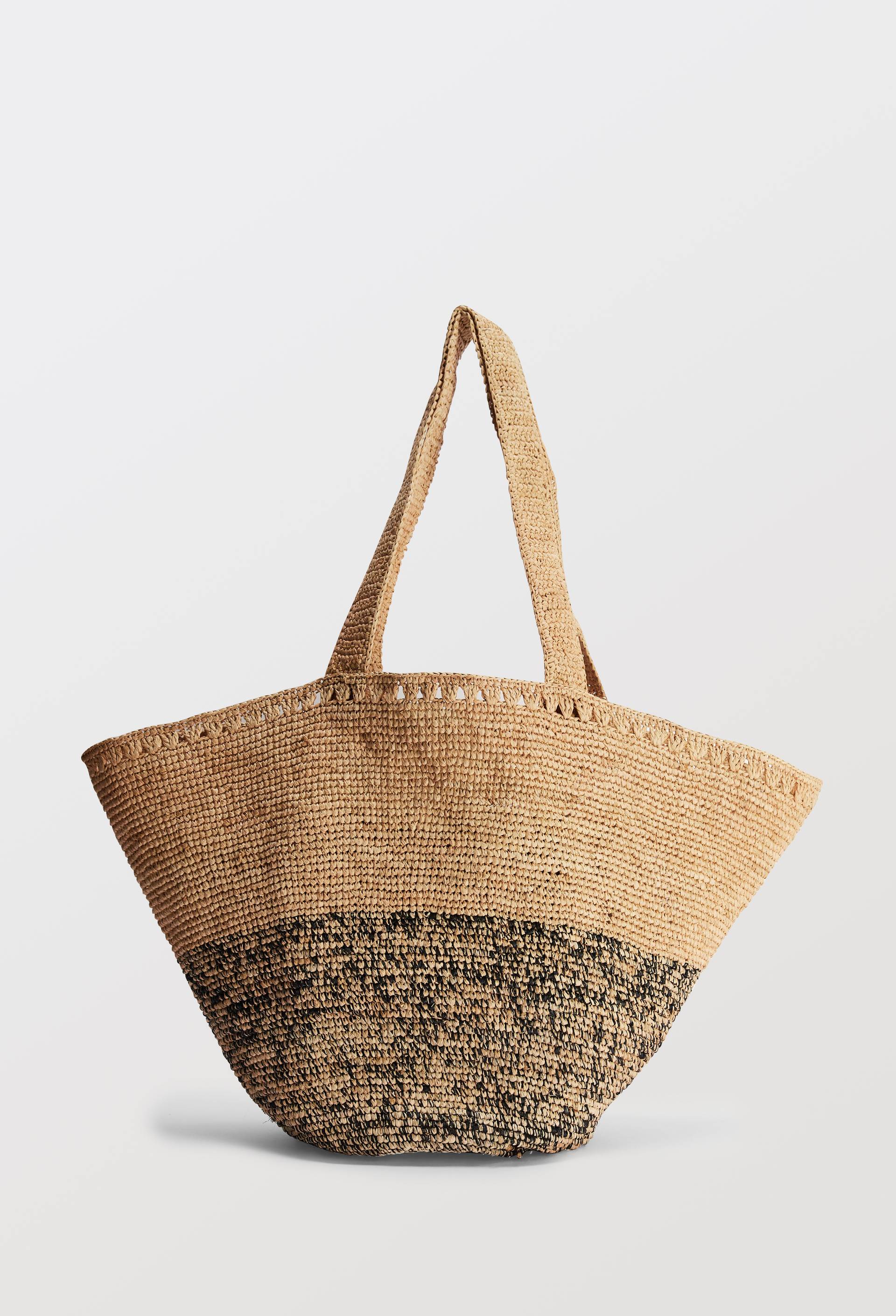 Panier en raphia, Beige clair, large