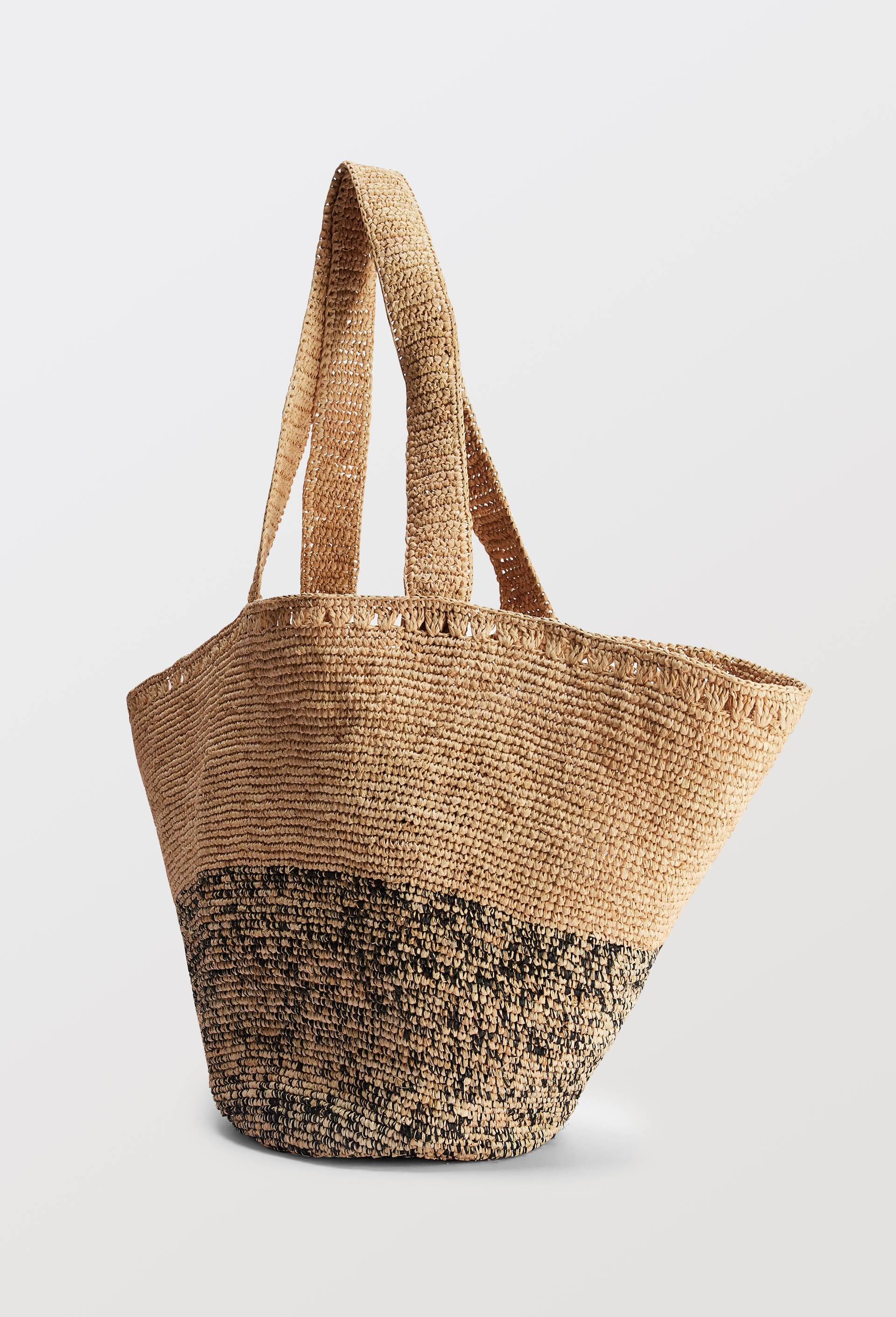 Panier en raphia, Beige clair, large