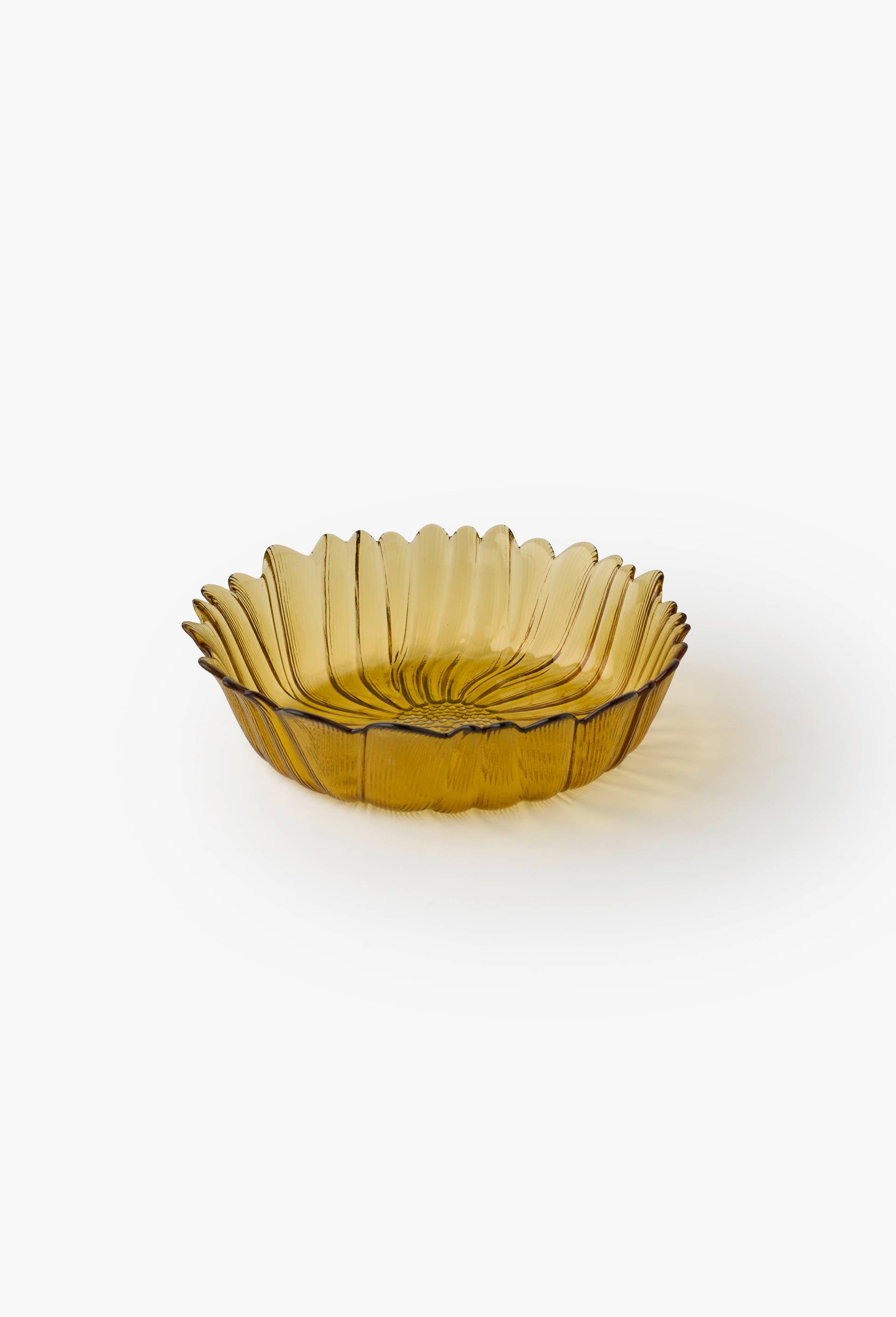 Saladier, forme fleur, en verre, 20cm, Jaune fonc&eacute;, large image number 1.0