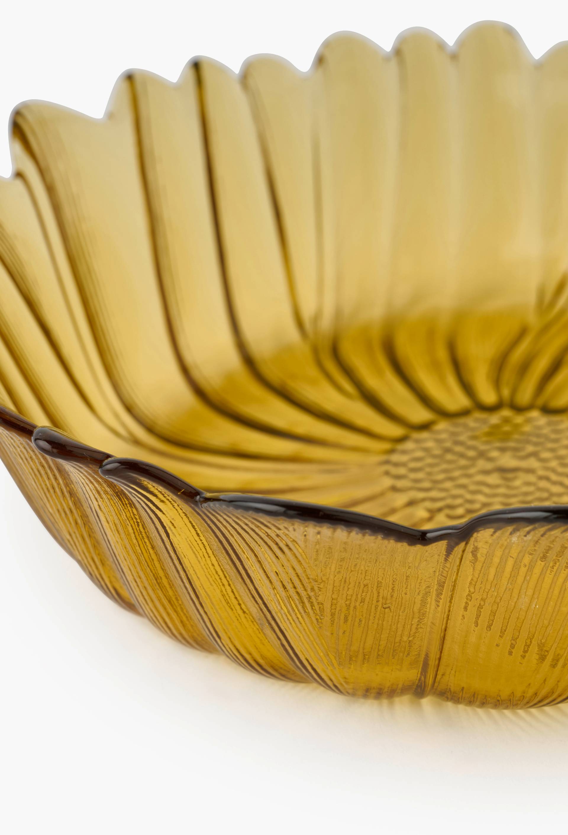 Saladier, forme fleur, en verre, 20cm, Jaune fonc&eacute;, large image number 2.0