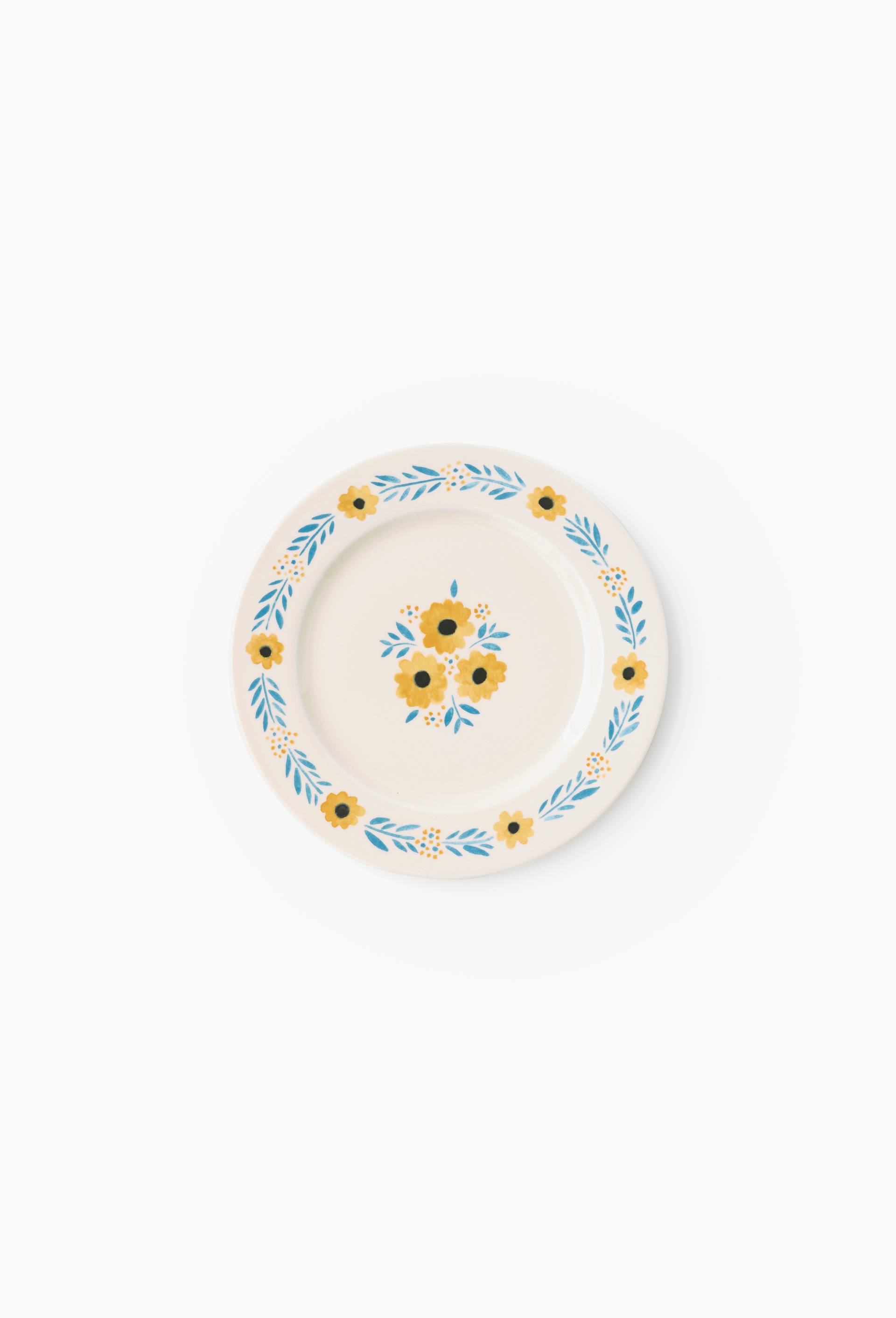 Assiette &agrave; dessert, finition imprim&eacute;e tournesol, 21cm, Jaune, large image number 0.0