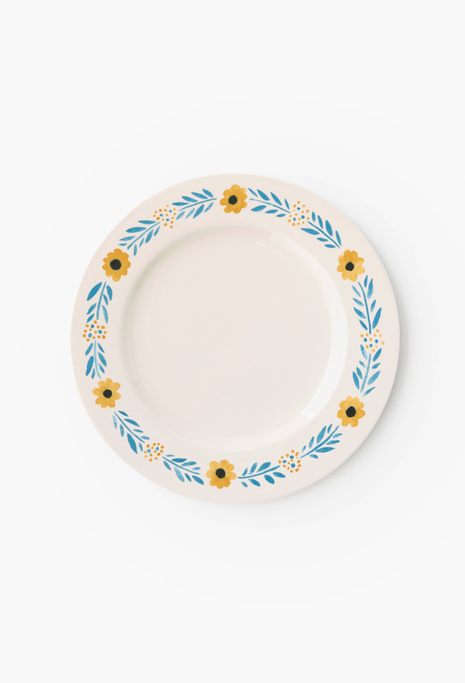 Assiette plate, finition imprim&eacute;e tournesol, 27cm, Jaune, large image number 0