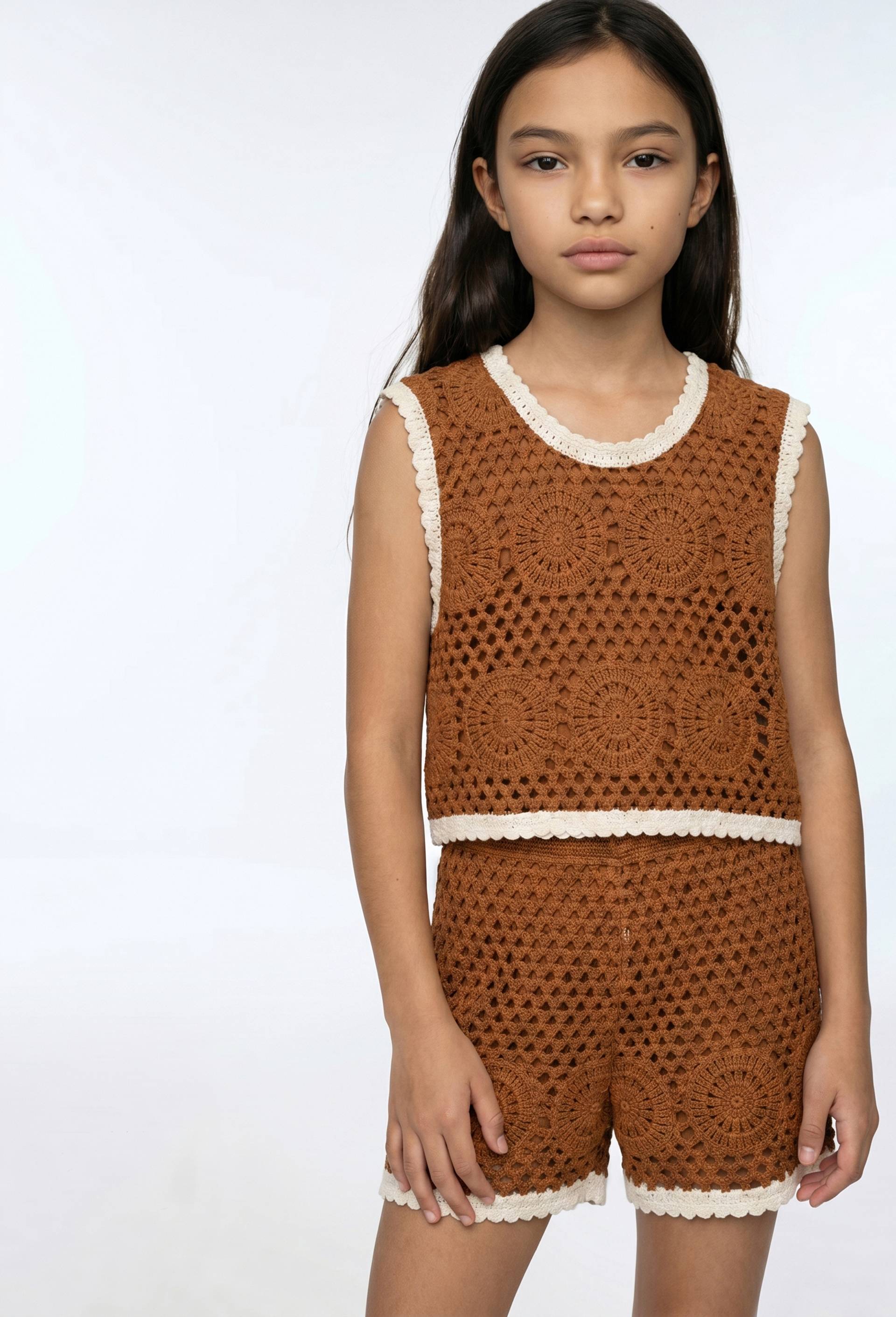 Top en crochet, Brun clair, large image number 0