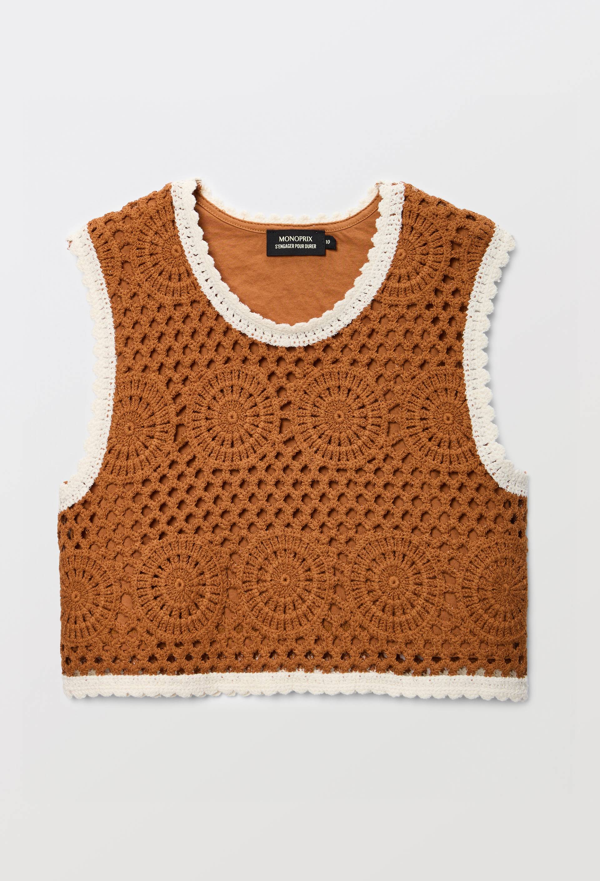 Top en crochet, Brun clair, large image number 1.0