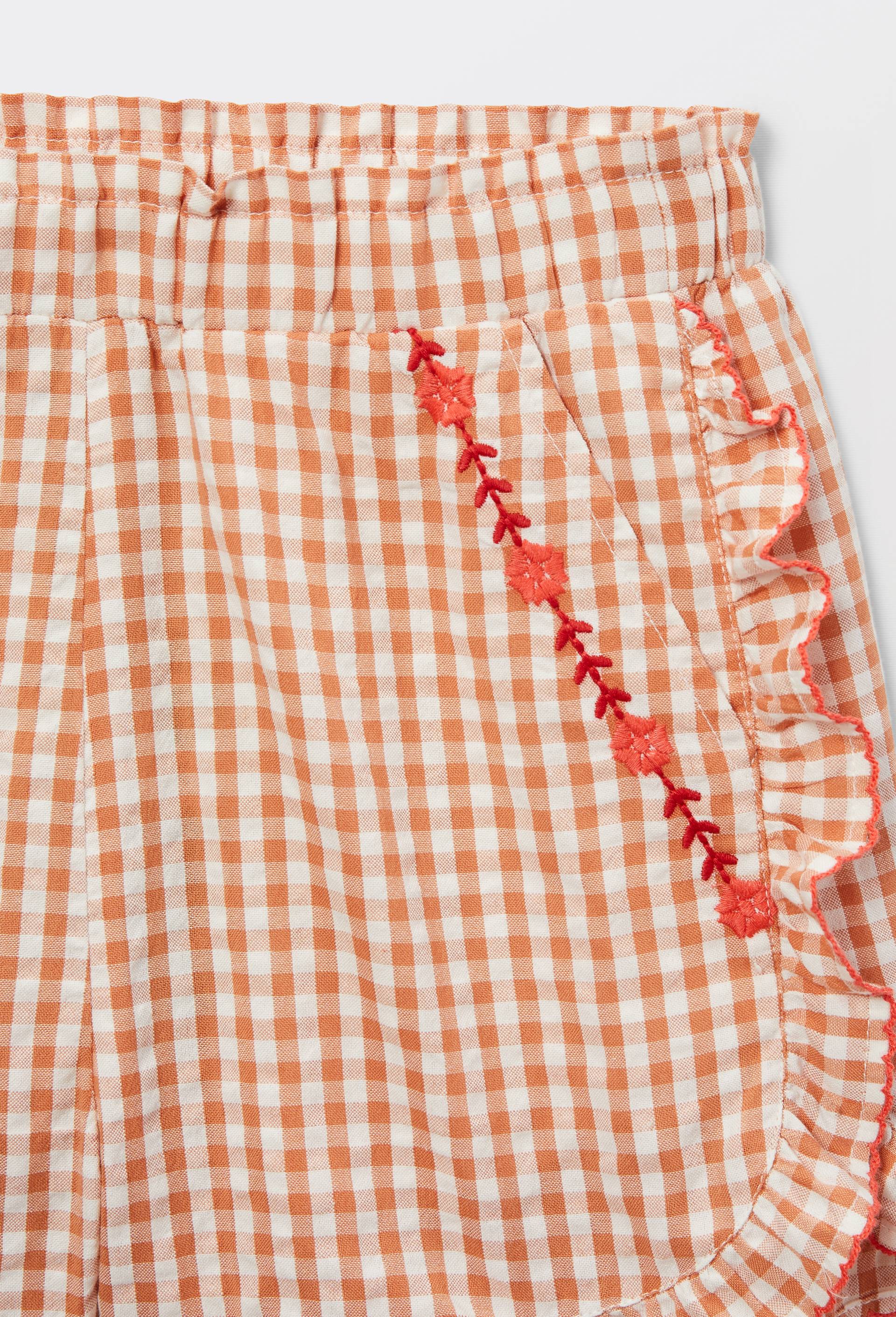 Short motif vichy brod&eacute; en coton, Rose, large image number 3