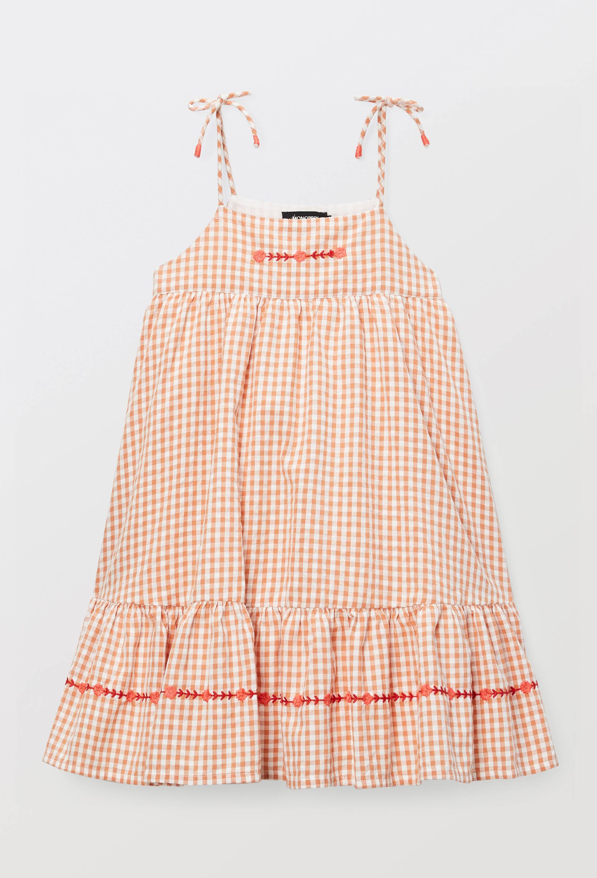 Robe vichy brod&eacute;e en coton, Rose, large image number 0.0