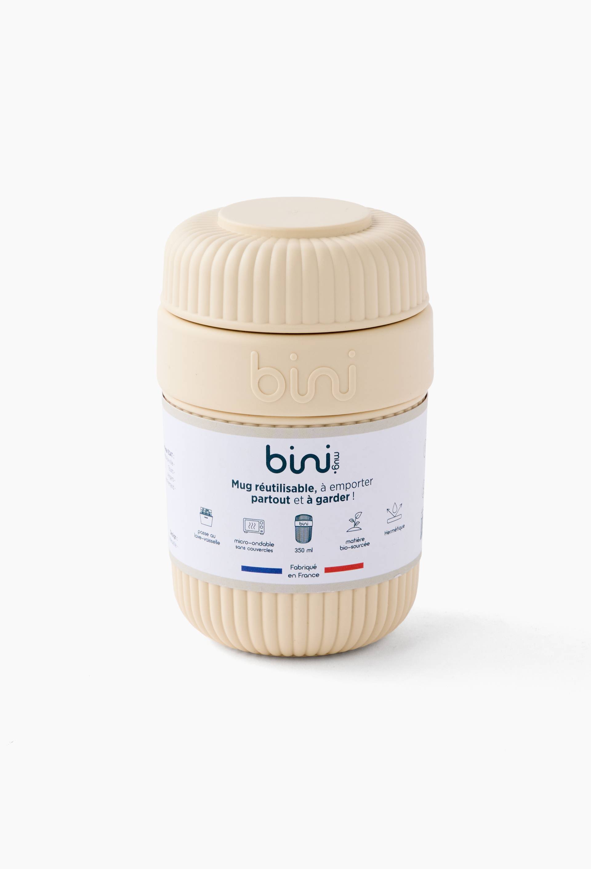Mug de voyage bini, 350 ml, Ecru, large image number 0