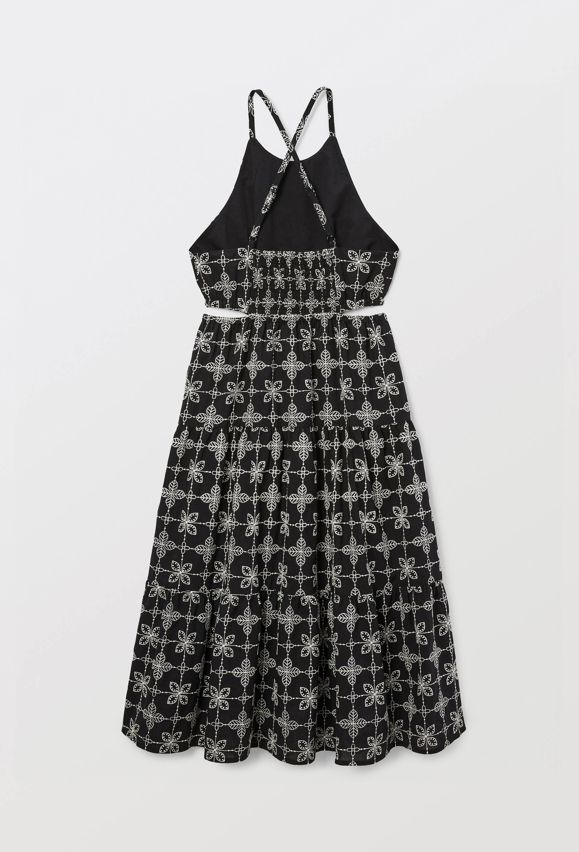 Robe longue unie &agrave; bretelles avec d&eacute;coupes &agrave; la taille, Noir, large image number 2