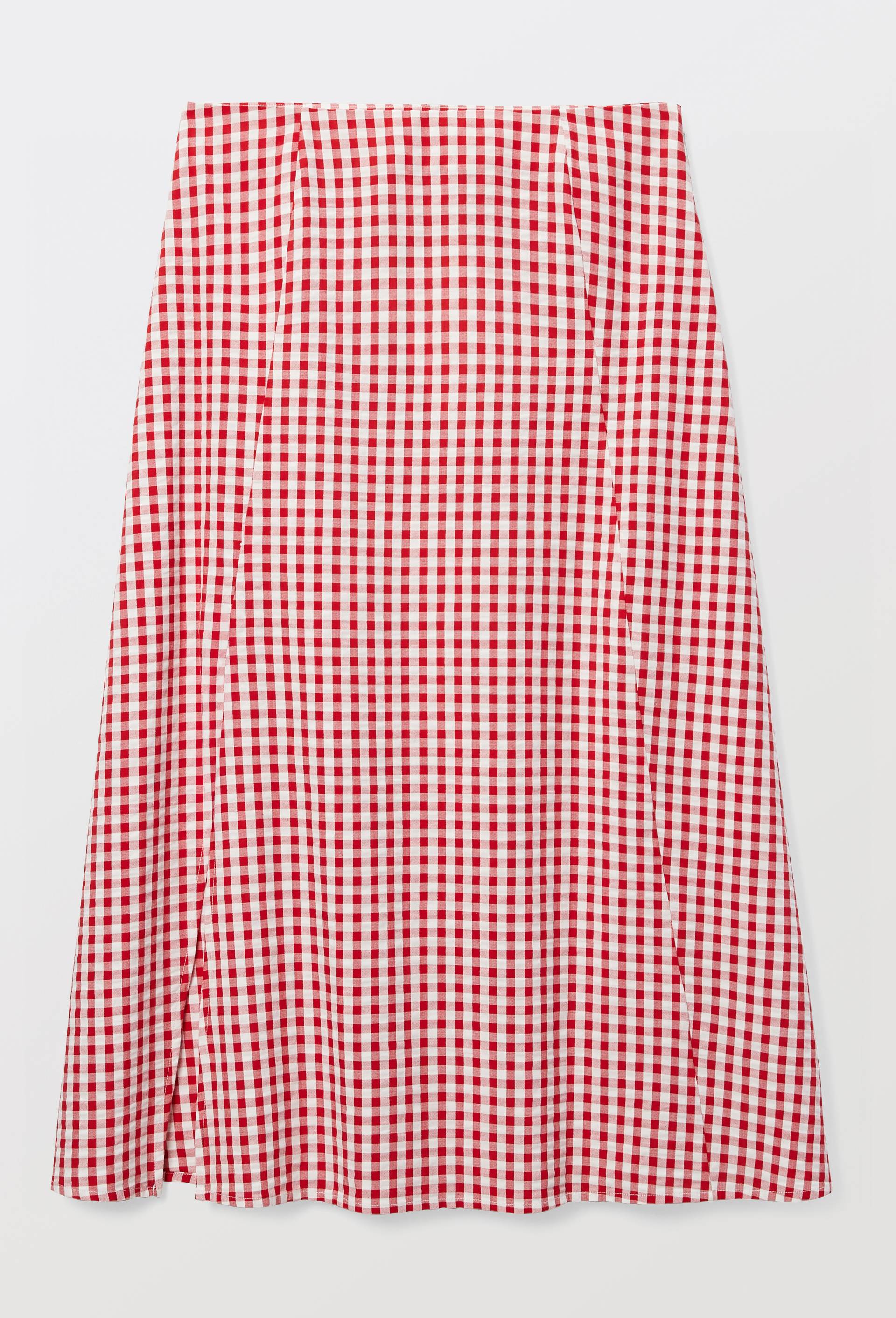 Jupe midi vichy en coton, Rouge, large image number 2.0