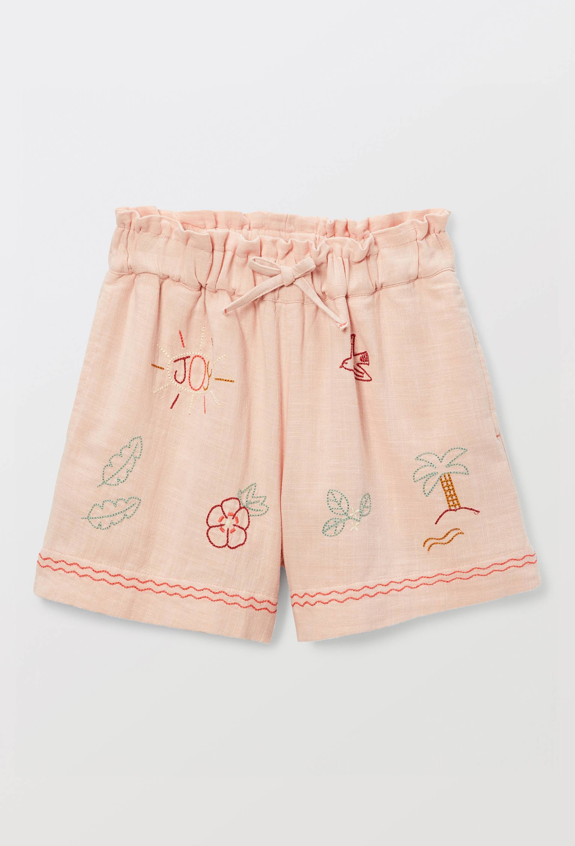 Short brod&eacute; en coton, Rose, large image number 1.0