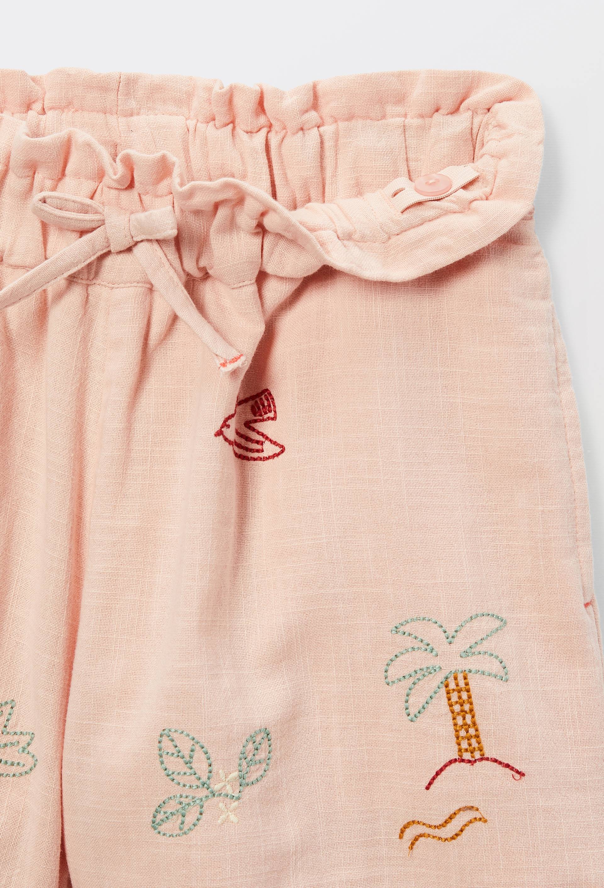 Short brod&eacute; en coton, Rose, large image number 3