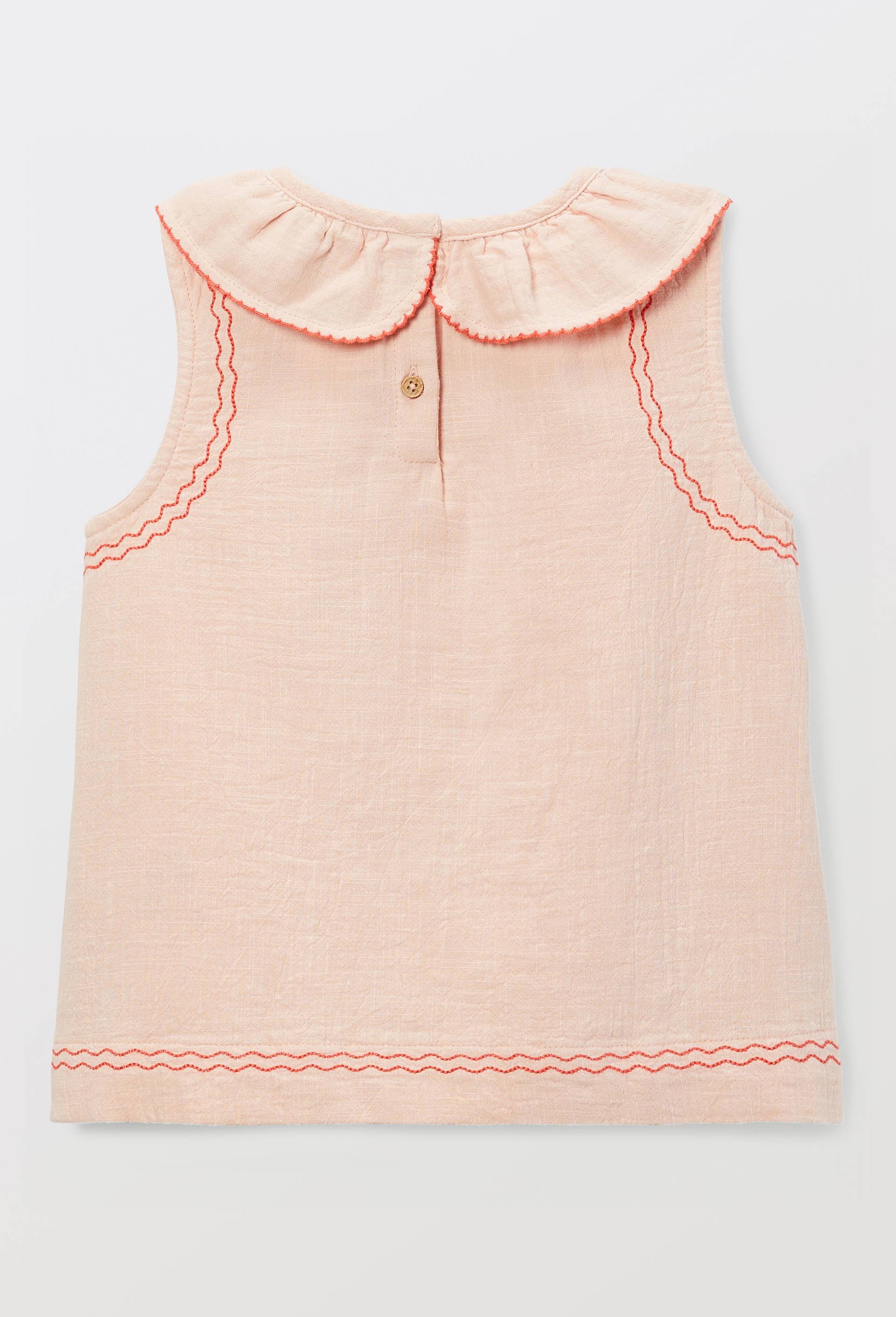 Blouse brod&eacute;e &agrave; col volant en coton, Rose, large image number 2.0