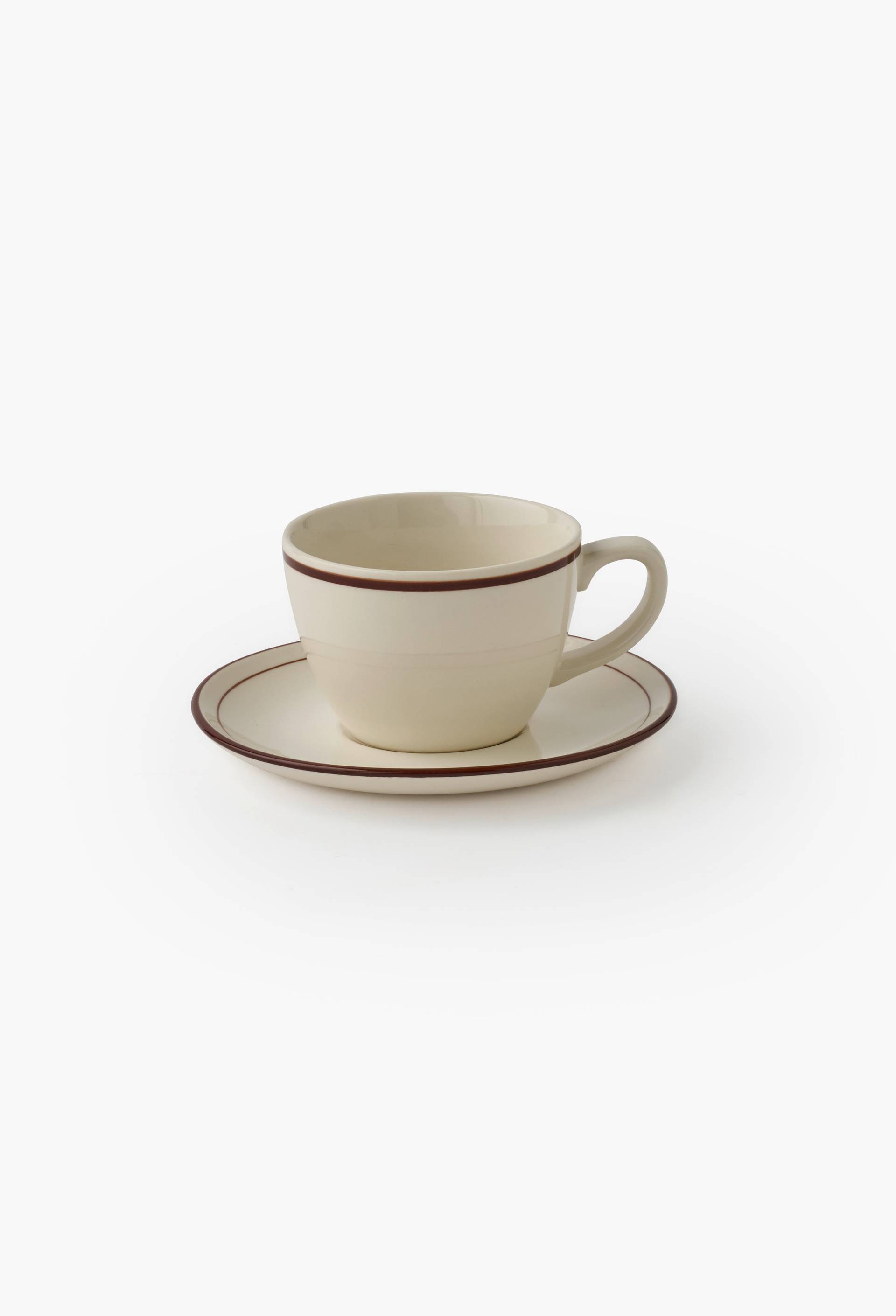 Tasse avec soucoupe, finition liser&eacute;, 40cl, Ecru, large image number 0